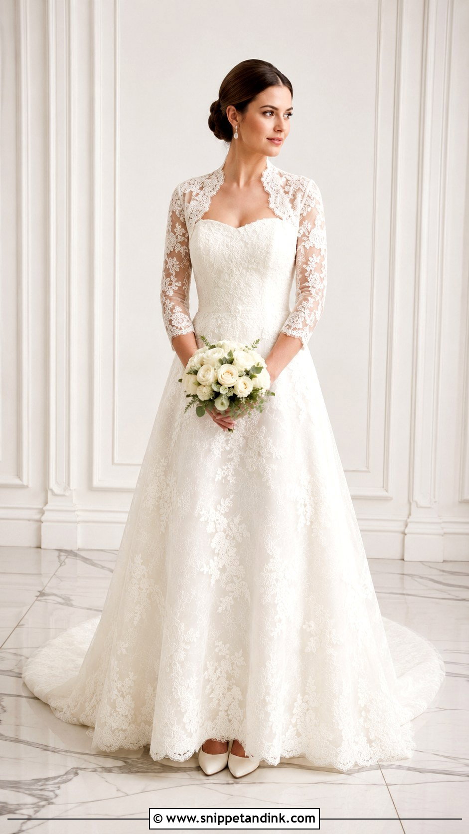 Lace Bolero With Strapless Wedding Dress - Snippet and Ink - 25 Wedding Dress Coverup Ideas