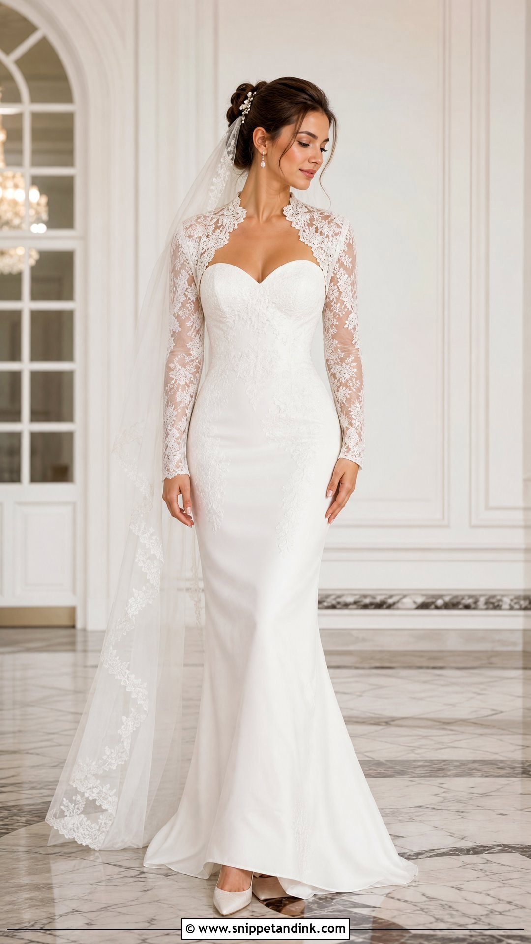 Lace Bolero With Sweetheart Winter Wedding Dress - Snippet and Ink - 25 Winter Wedding Dress Coverups Ideas