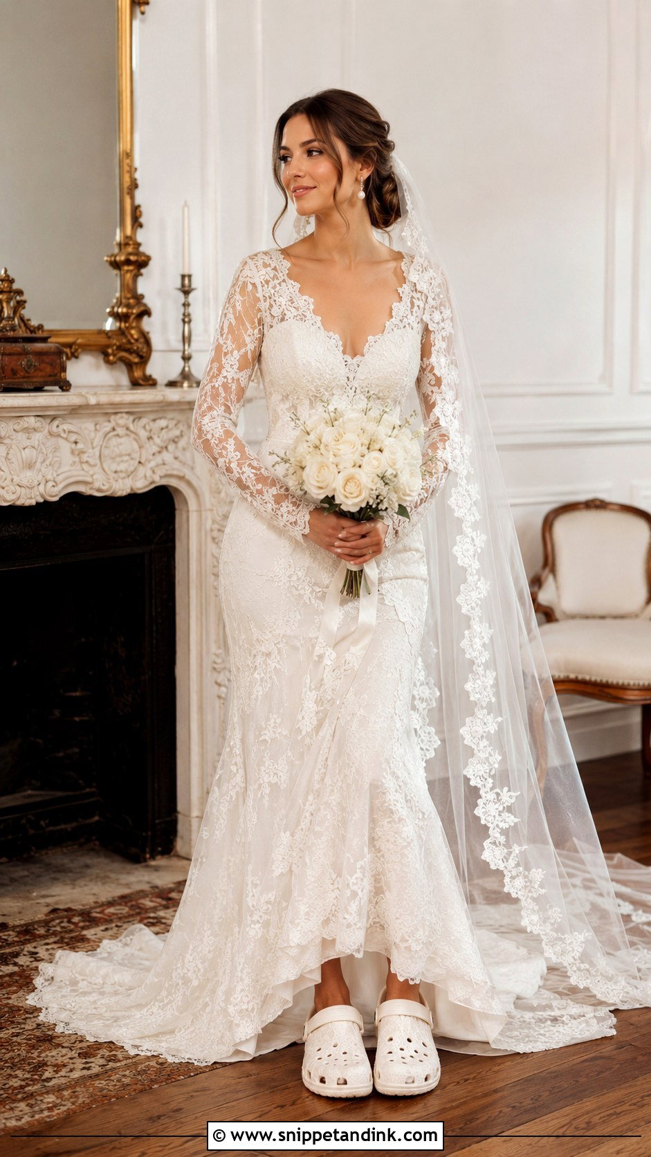 Lace Bridal Crocs With Lace Wedding Dress - Snippet and Ink - 20 Bridal Crocs Ideas