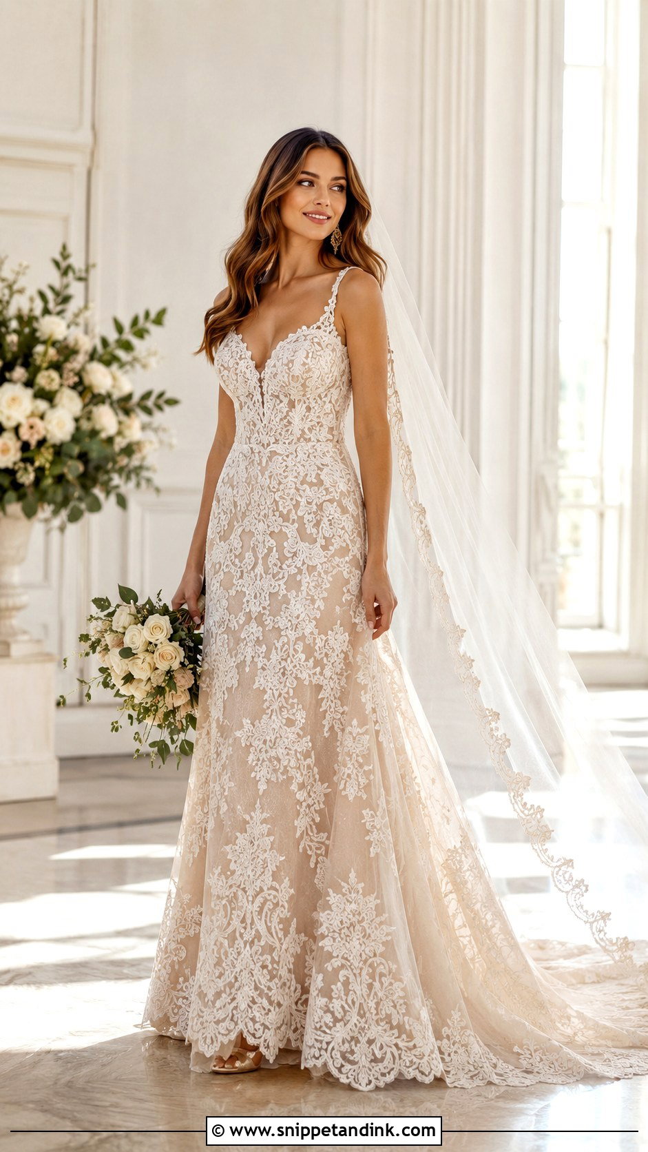 Lace Bridal Dress With Colored Lining - Snippet and Ink - 25 Lace Bridal Dress Ideas