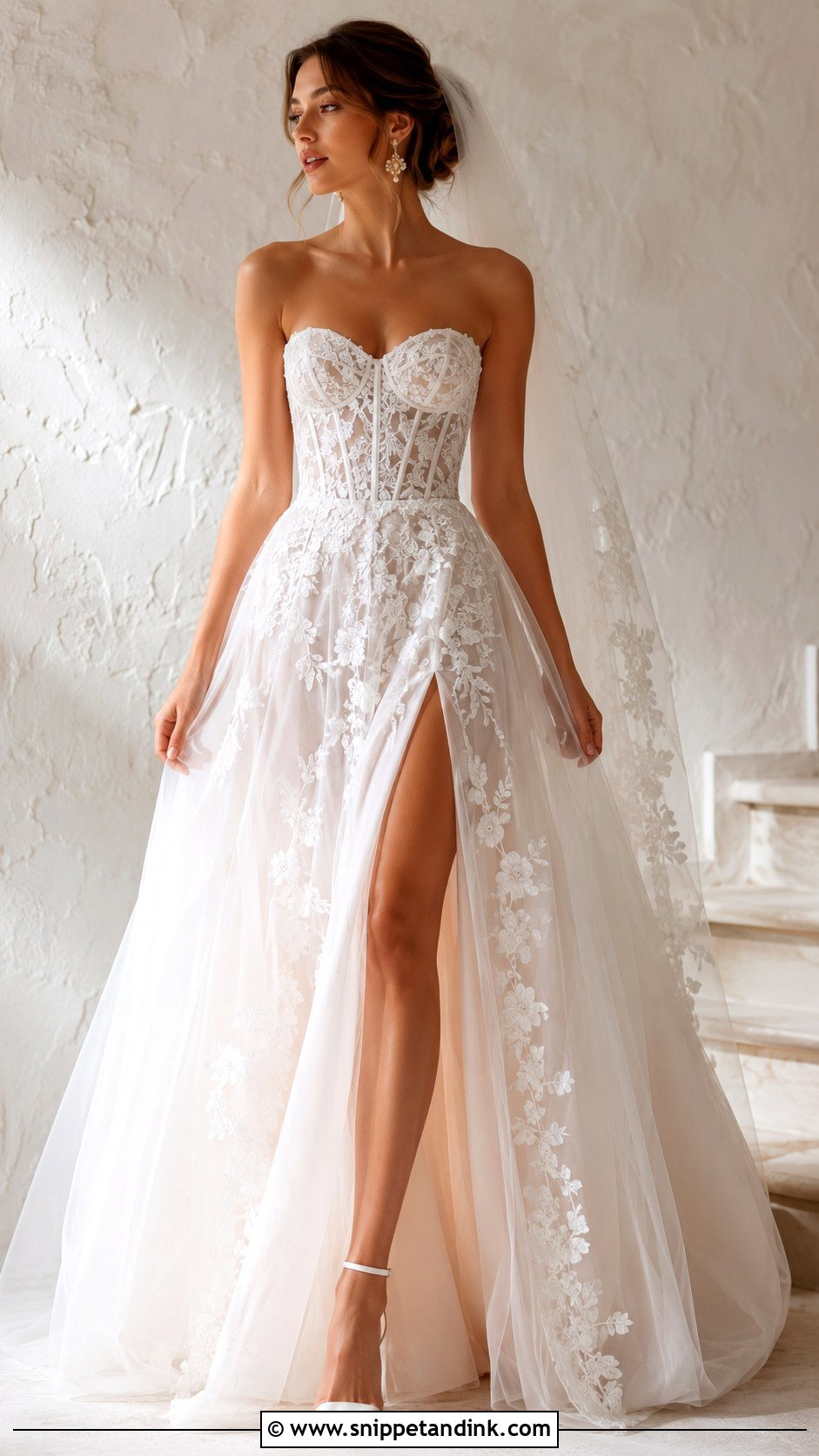 Lace Bridal Dress With Corset Bodice - Snippet and Ink - 25 Lace Bridal Dress Ideas