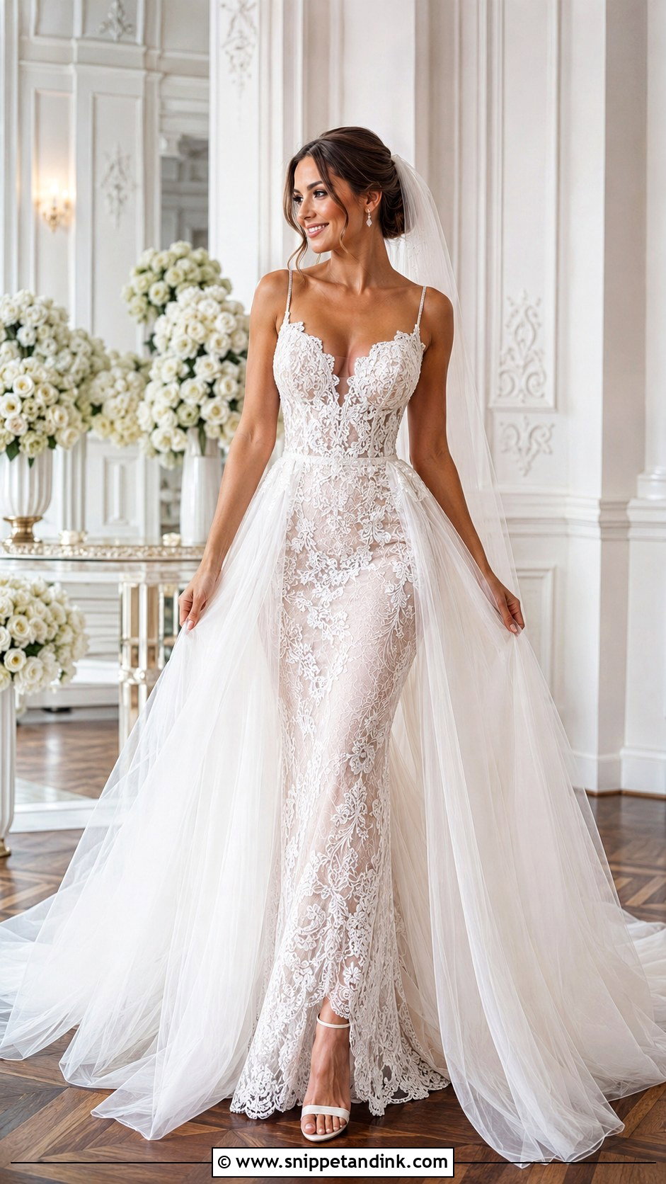 Lace Bridal Dress With Detachable Skirt - Snippet and Ink - 25 Lace Bridal Dress Ideas