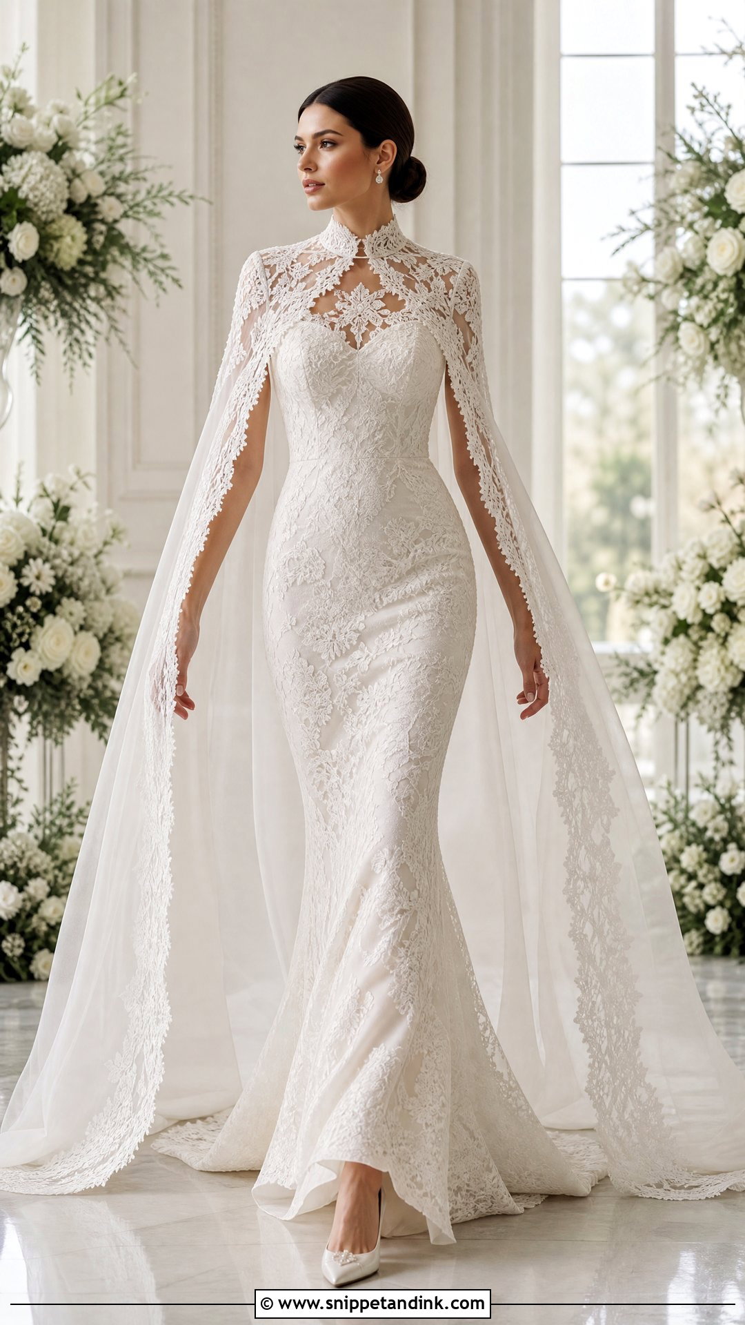 Lace Bridal Gown With Cape - Snippet and Ink - 25 Lace Bridal Gown Ideas