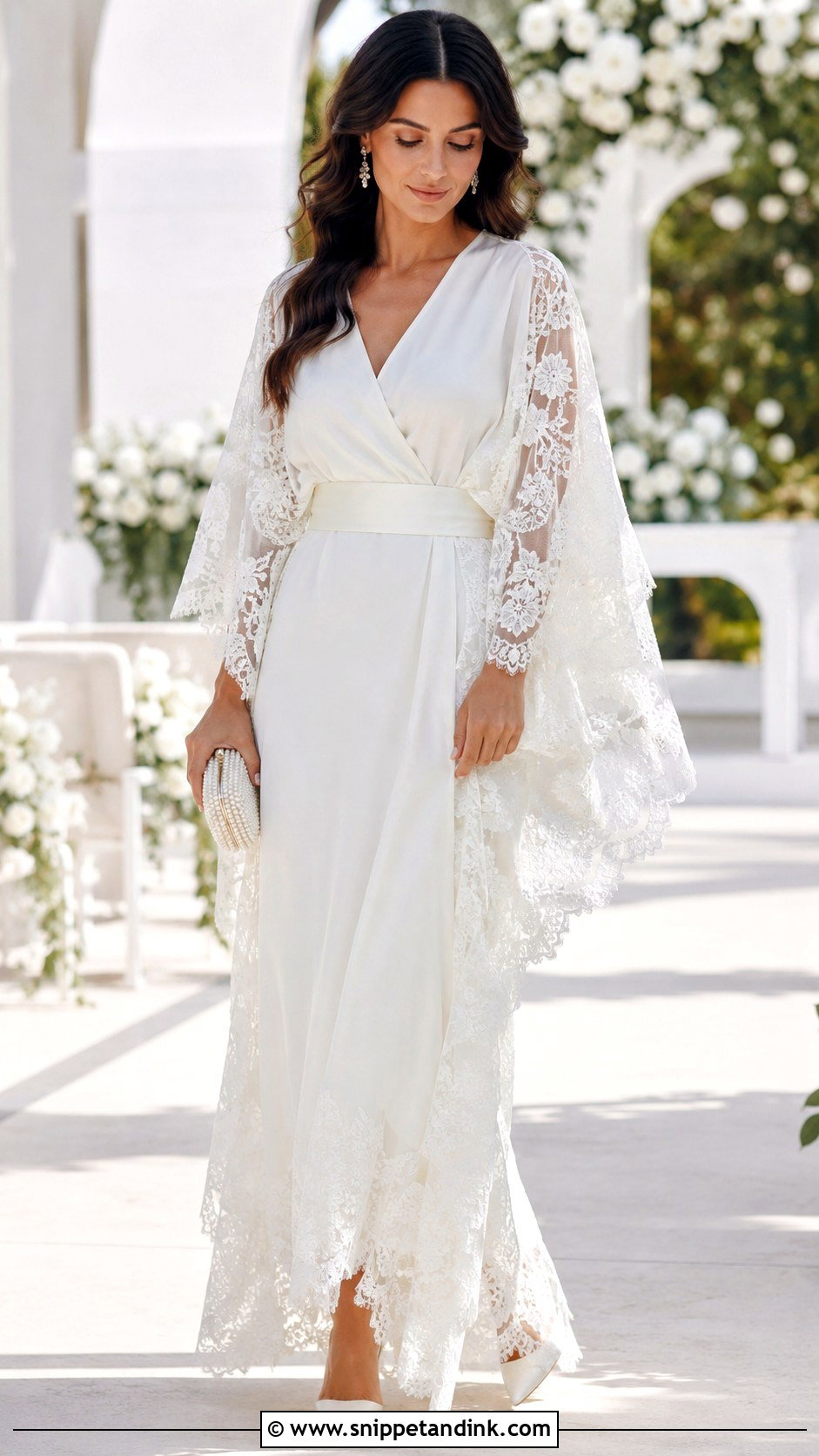 Lace Bridal Kaftan With Satin Heels - Snippet and Ink - 20 Bridal Kaftan Ideas