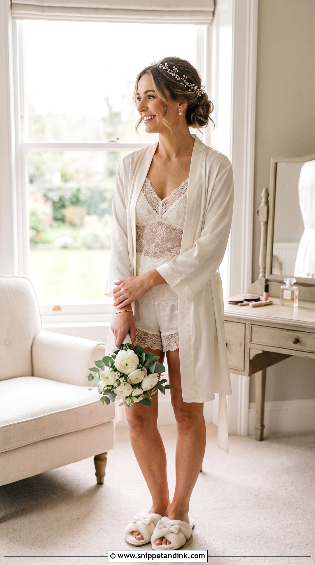 Lace Bridal Lingerie With a Satin Robe - Snippet and Ink - 20 Wedding Linger the Bride Ideas