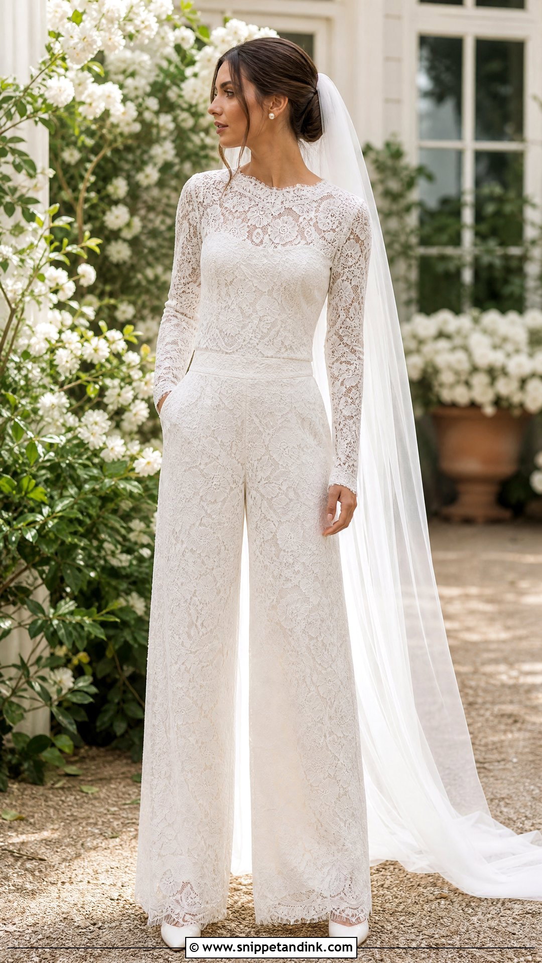 Lace Bridal Pants Set - Snippet and Ink - 20 Pants Wedding Dress Ideas