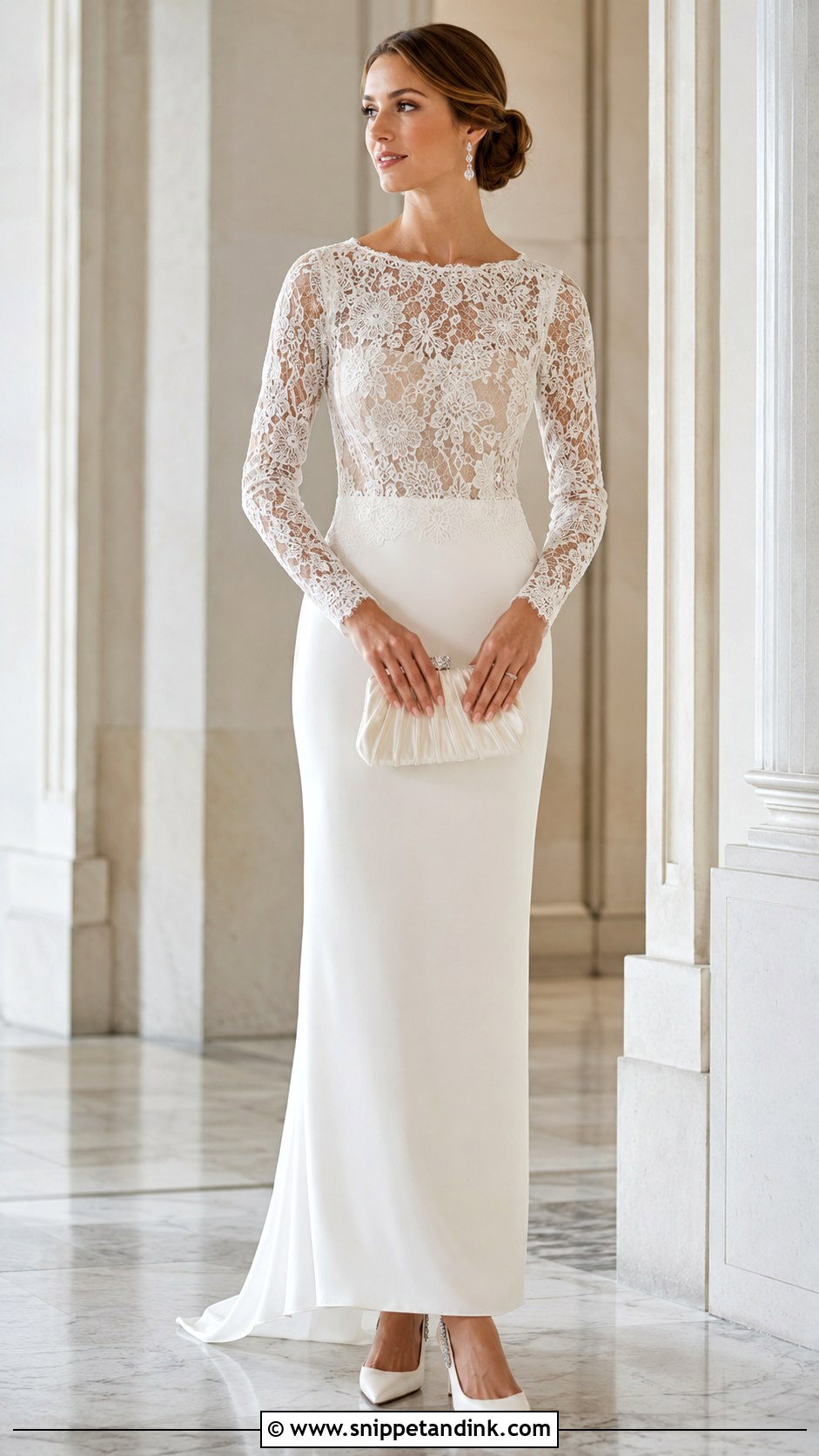 Lace Bridal Top With Crepe Column Skirt - Snippet and Ink - 20 Bridal Separates Tops Ideas
