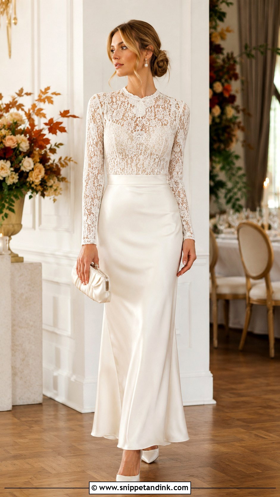 Lace Bridal Top With Satin Skirt - Snippet and Ink - 20 Bridal Tops Ideas