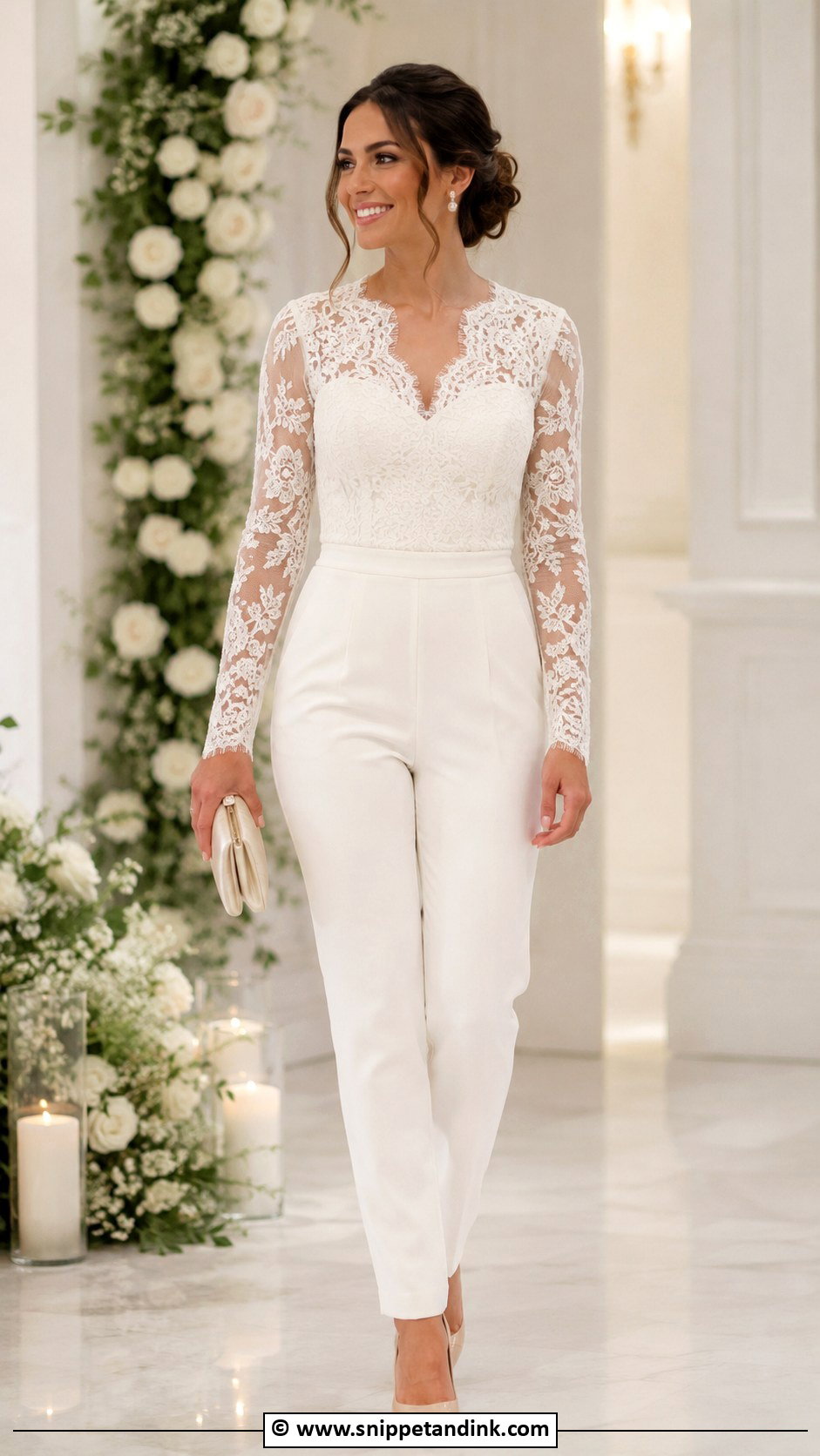 Lace Bridal Wedding Jumpsuit - Snippet and Ink - 30 Wedding Jumpsuit Ideas