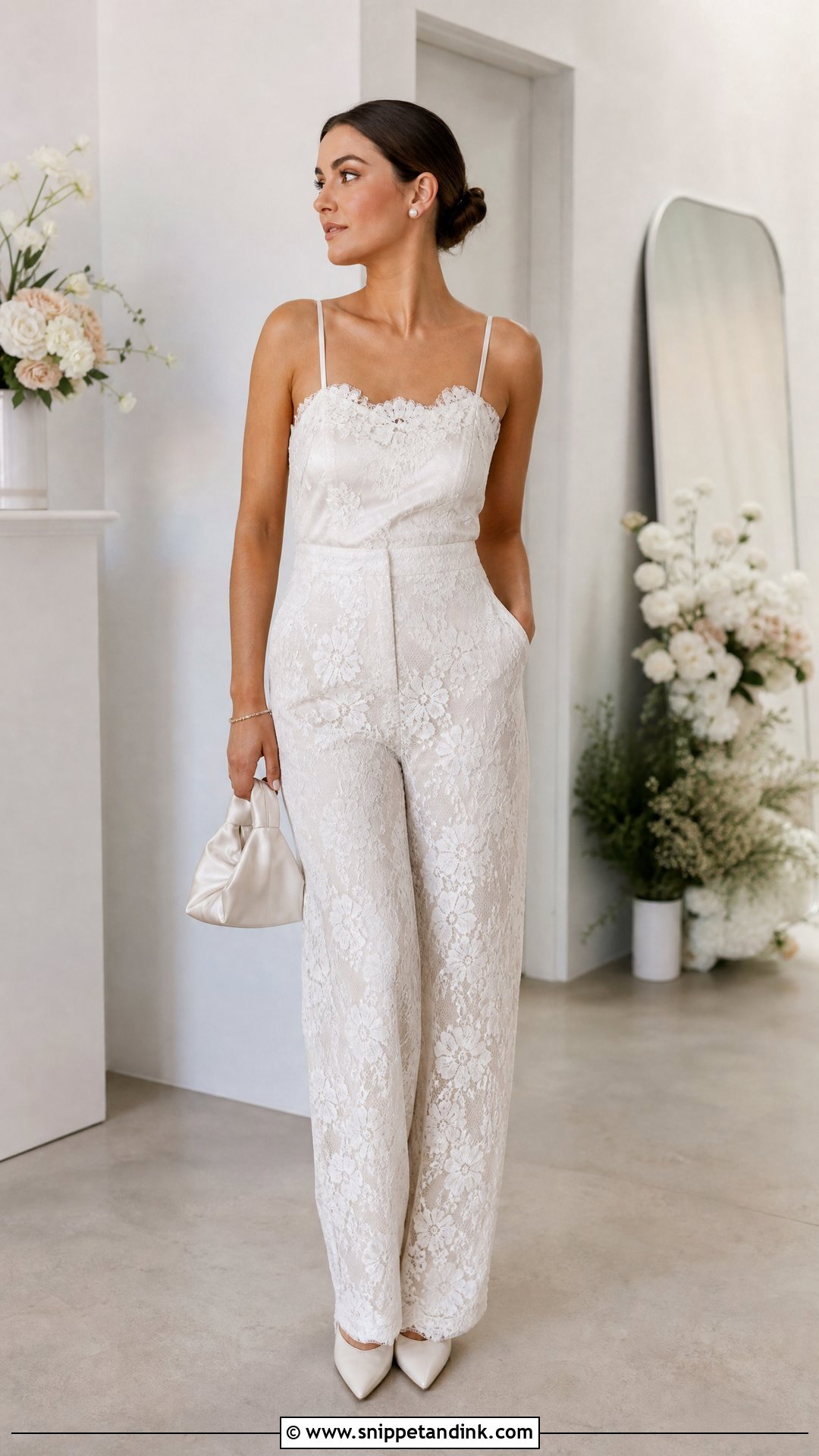 Lace Bridal Wedding Overalls Outfit - Snippet and Ink - 20 Wedding Overalls Ideas