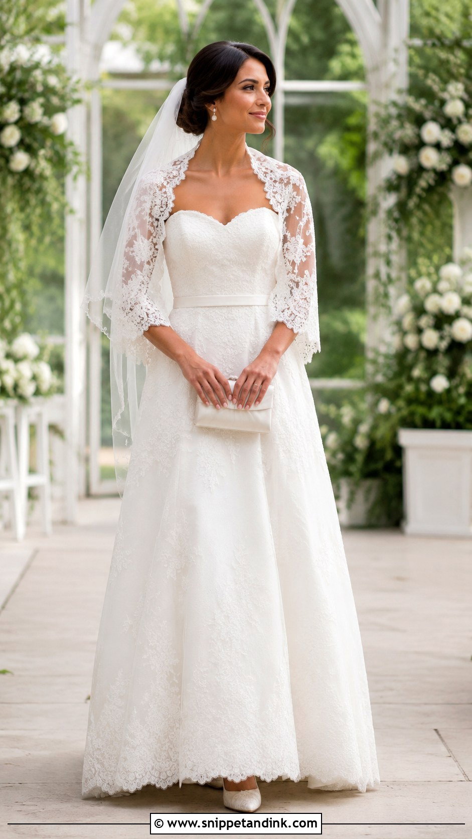 Lace Bride Shawl With Strapless Wedding Dress - Snippet and Ink - 20 Bride Shawl Ideas