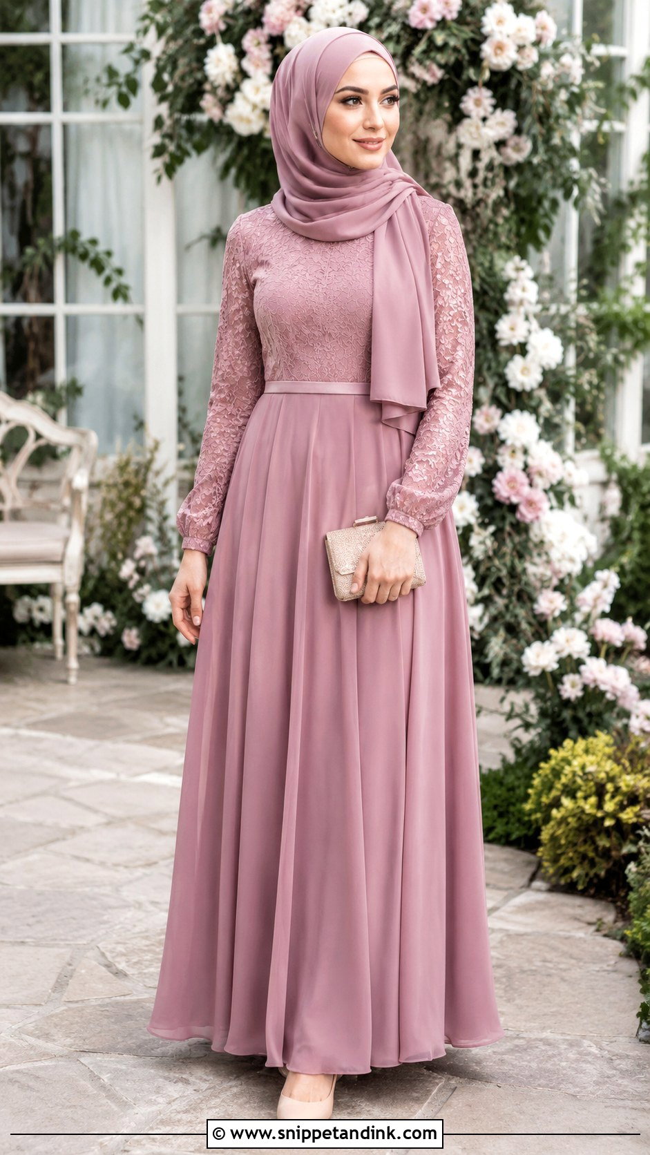 Lace Bridesmaid Hijab Gown - Snippet and Ink - 25 Braidsmaid Hijab Style Ideas