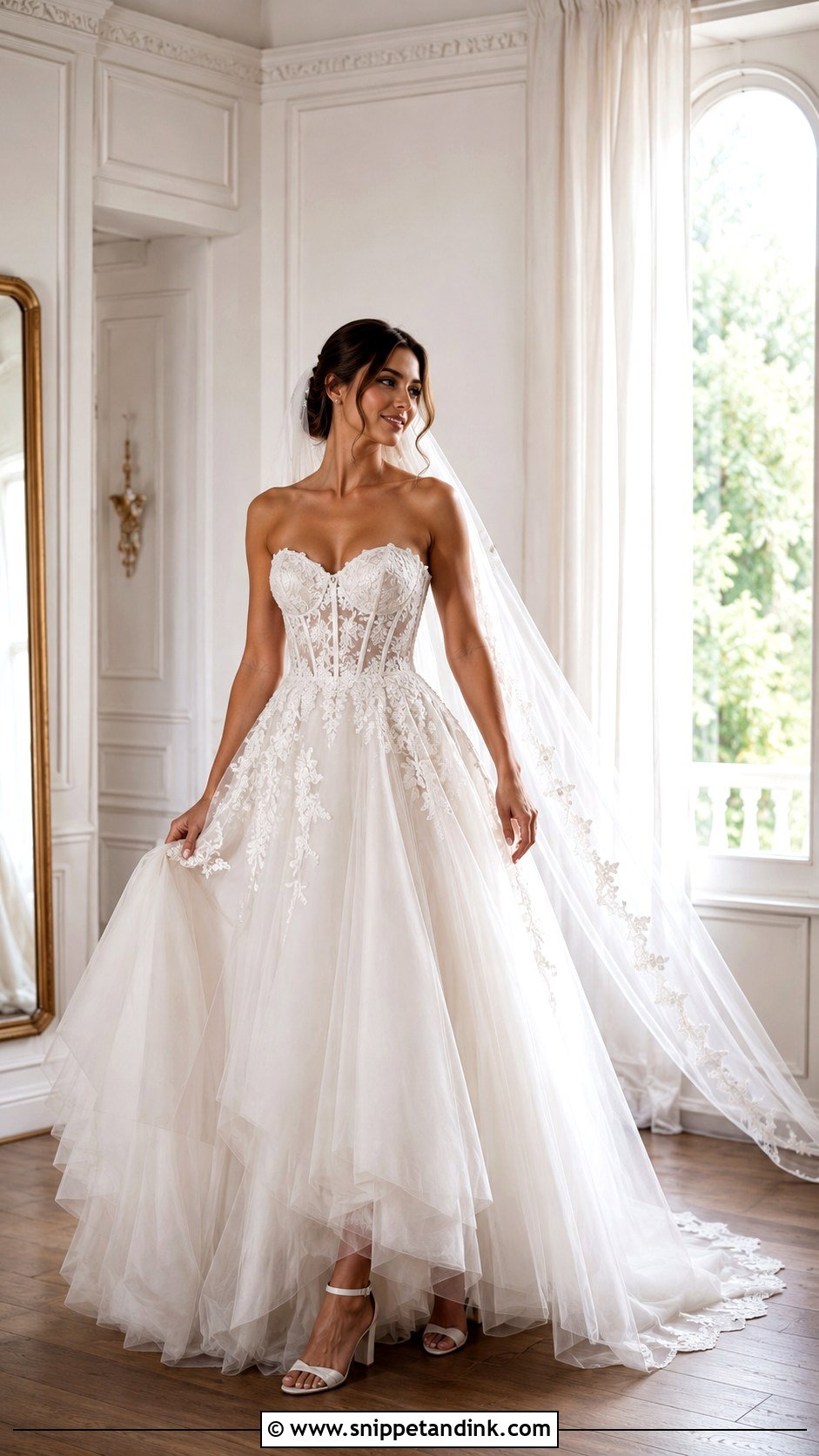 Lace Bustier Ball Gown Wedding Dress - Snippet and Ink - 20 Bustier Wedding Dress Ideas