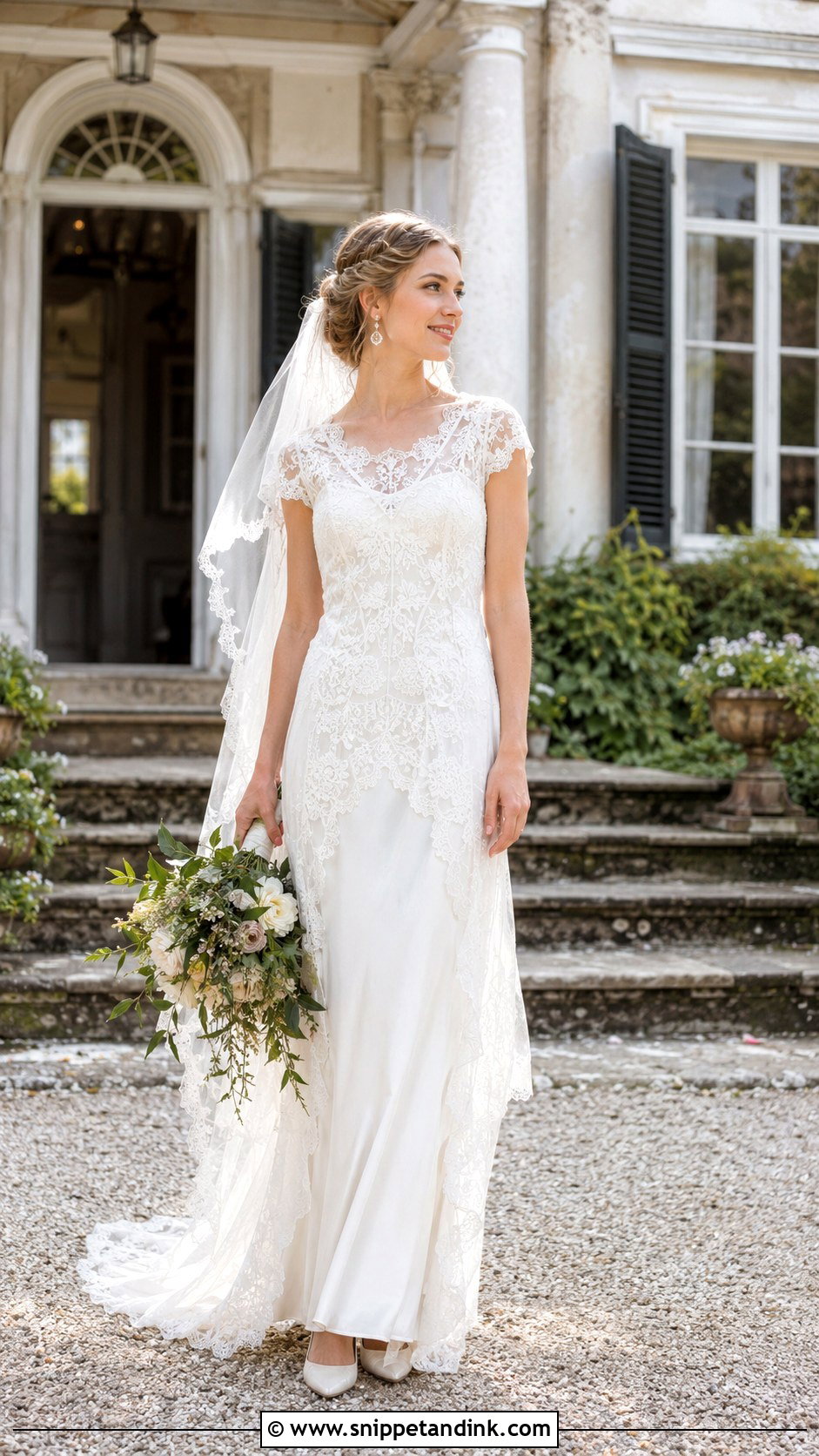 Lace Cap Sleeve 1920s Wedding Dress - Snippet and Ink - 20 1920s Inspired Wedding Dress Ideas