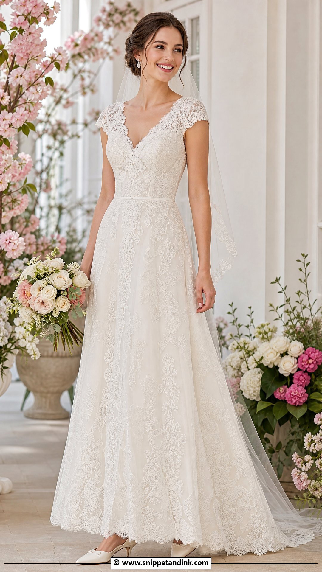 Lace Cap Sleeve Wedding Dress - Snippet and Ink - 35 Lace Wedding Dress Ideas