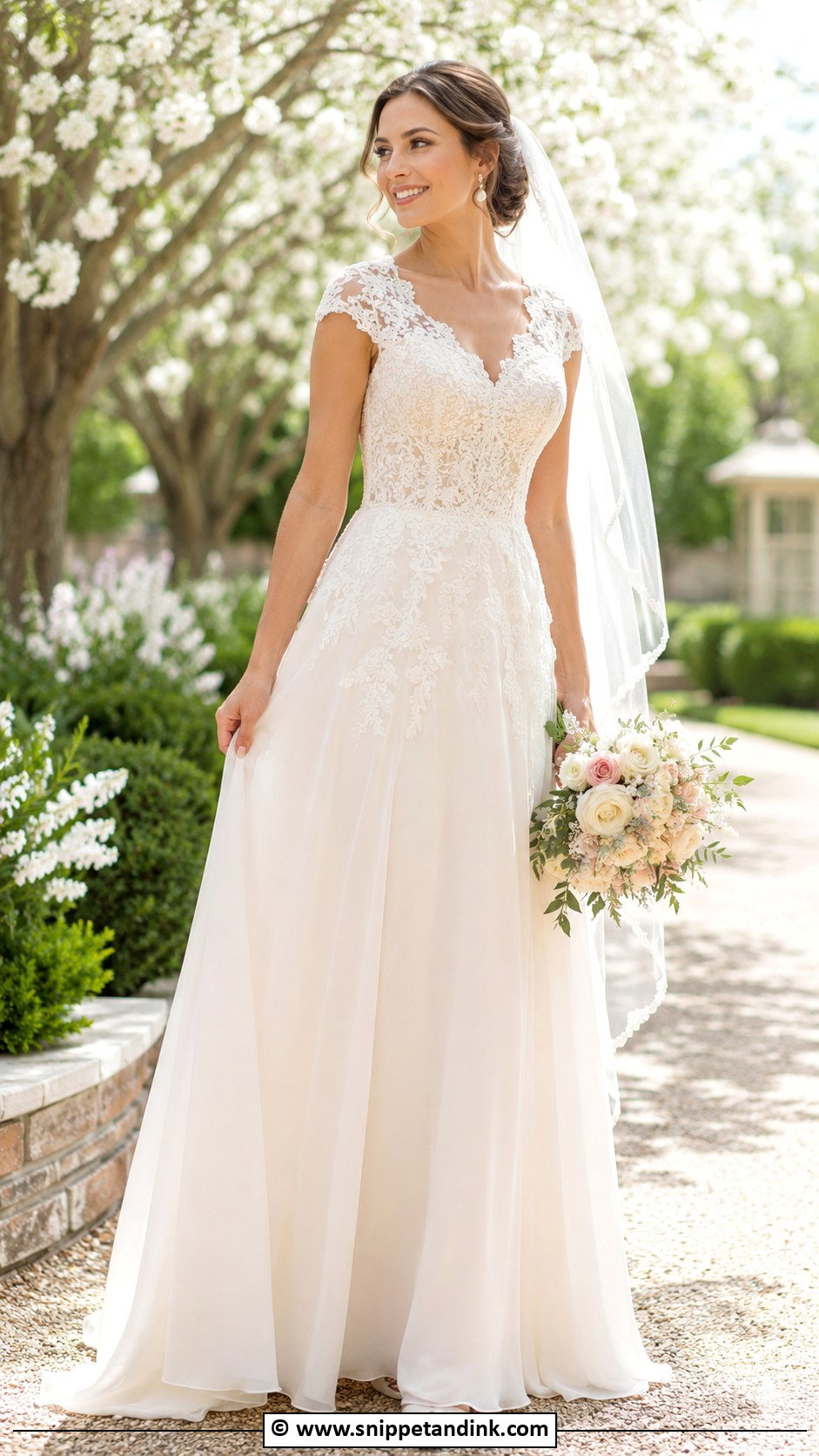 Lace Cap Sleeve Wedding Dress - Snippet and Ink - 30 Cap Sleeve Wedding Dress Ideas