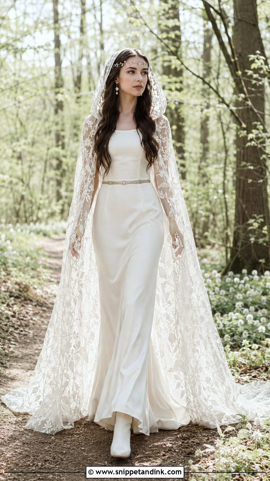 Lace Cape Arwen Wedding Dress - Snippet and Ink - 20 Arwen Wedding Dress Ideas