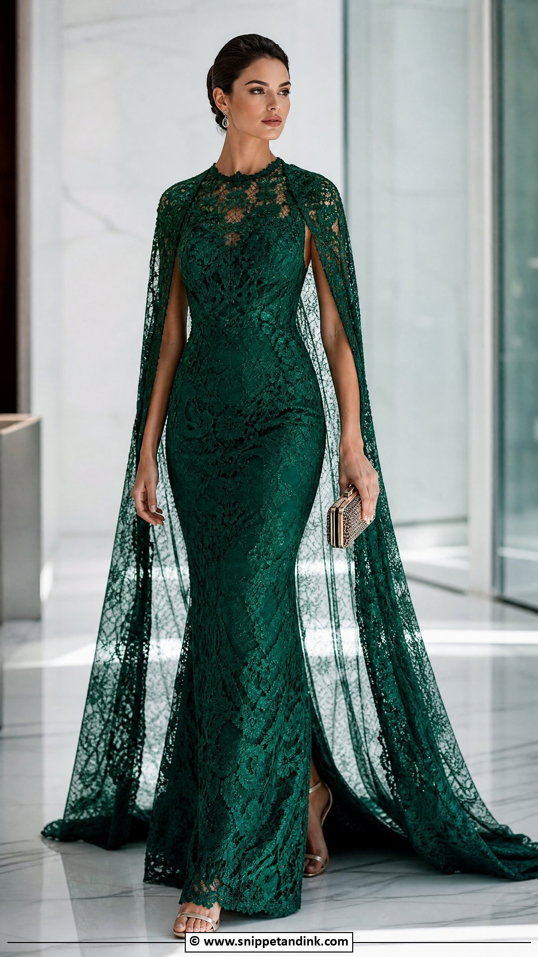 Lace Cape Gown - Snippet and Ink - 35 Lace Gown Styles