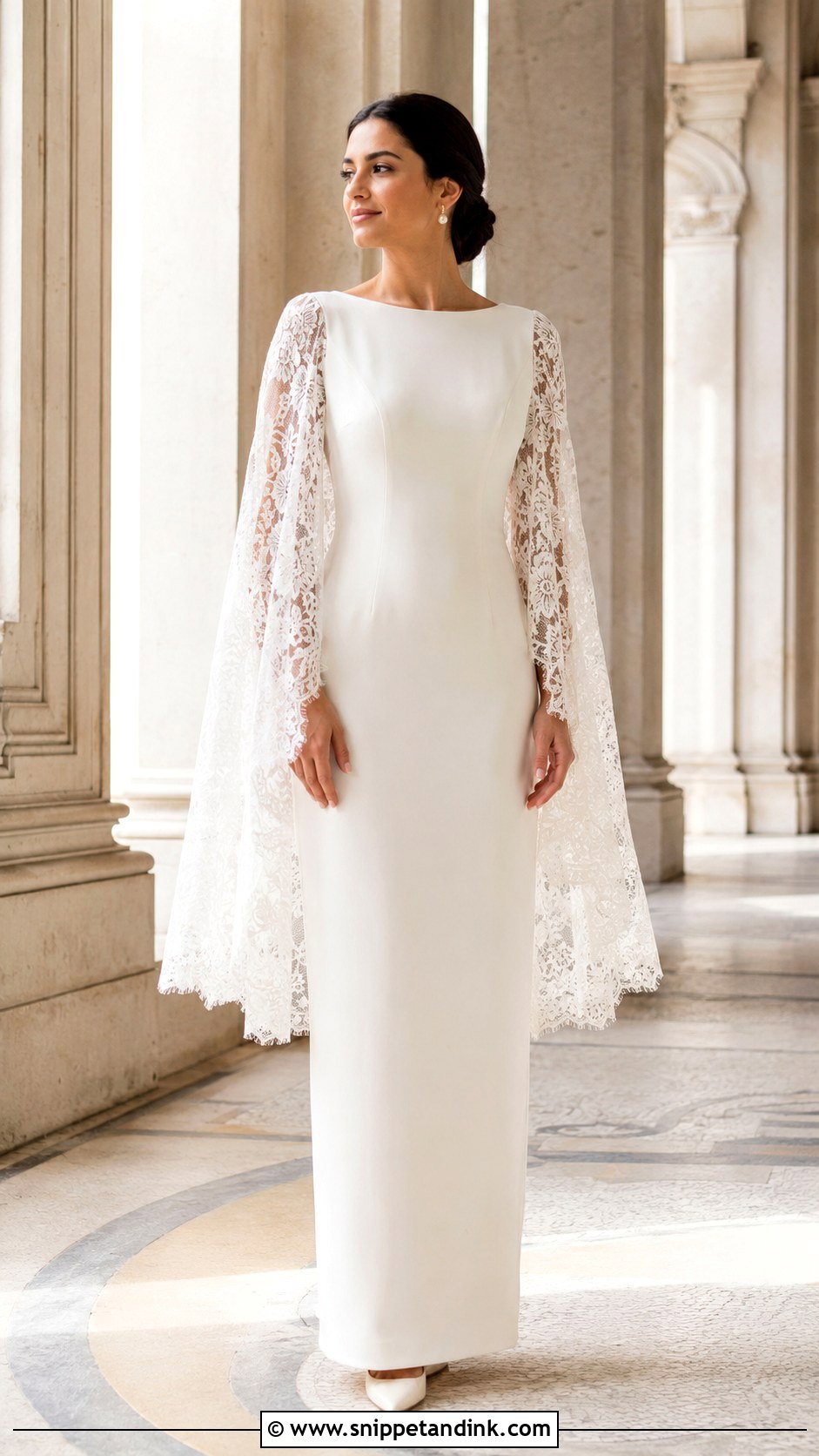 Lace Cape Sleeve Wedding Dress - Snippet and Ink - 20 Lace Bride Dress Ideas