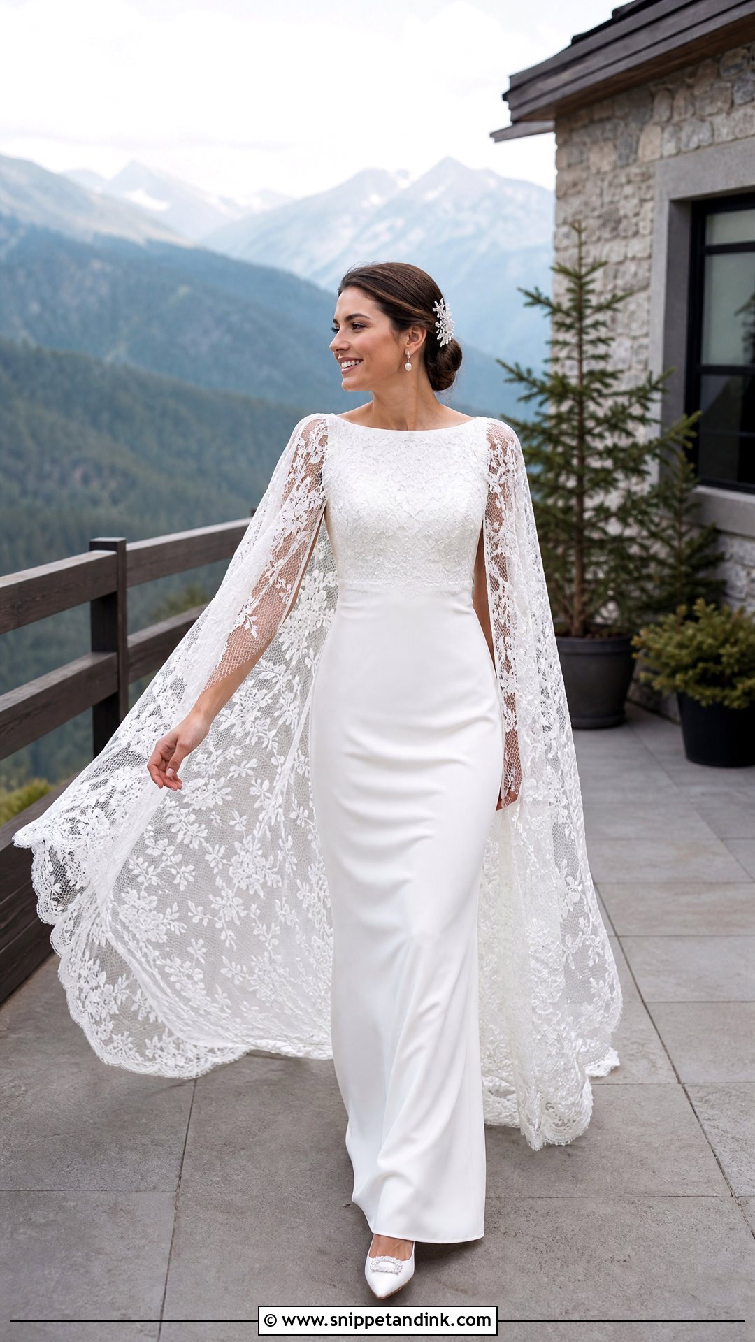 Lace Cape Sleeve Wedding Dress - Snippet and Ink - 20 Unique Lace Wedding Dress Ideas