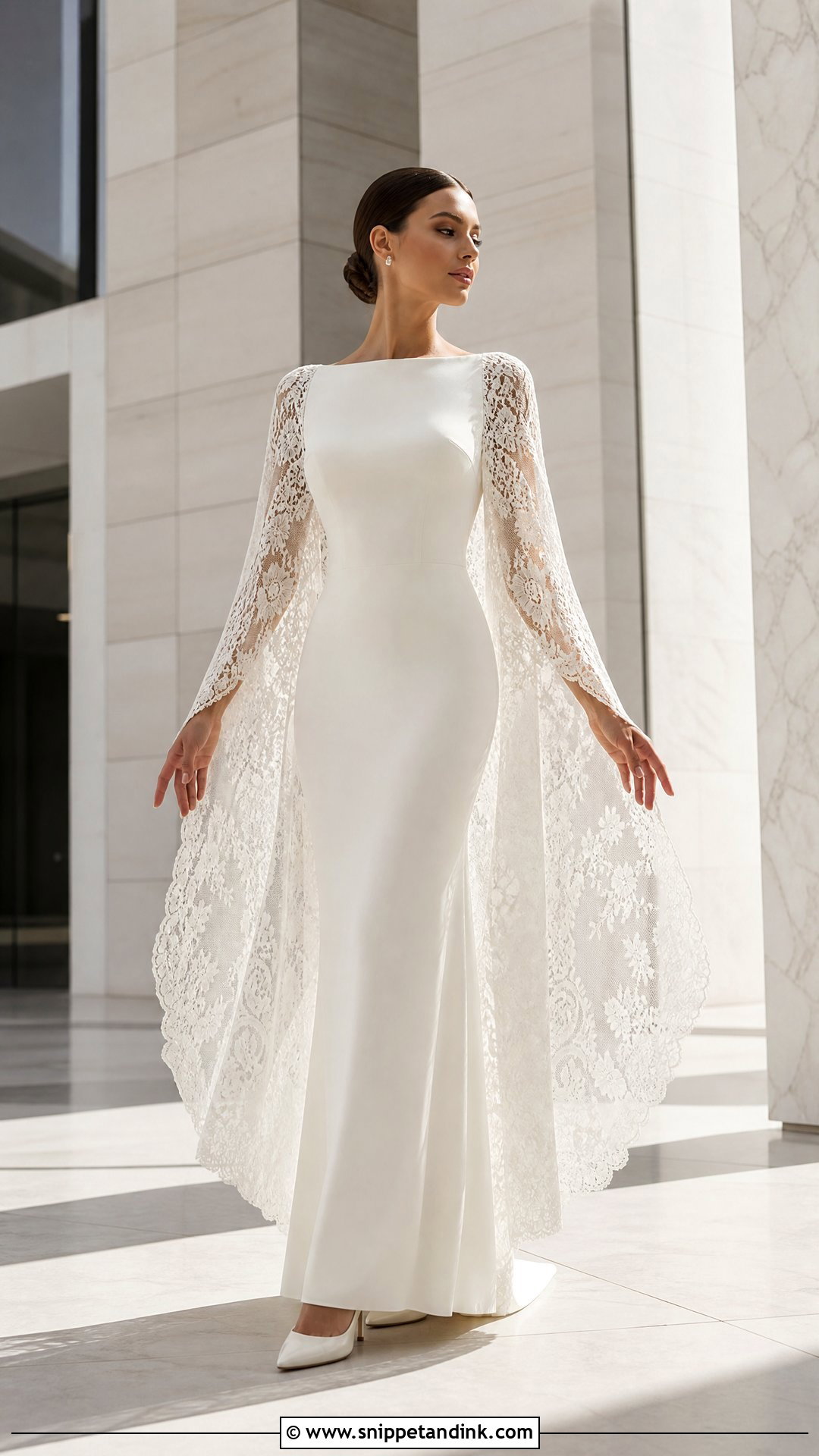 Lace Cape Sleeve Wedding Dress - Snippet and Ink - 20 Wedding Dress with Lace Ideas