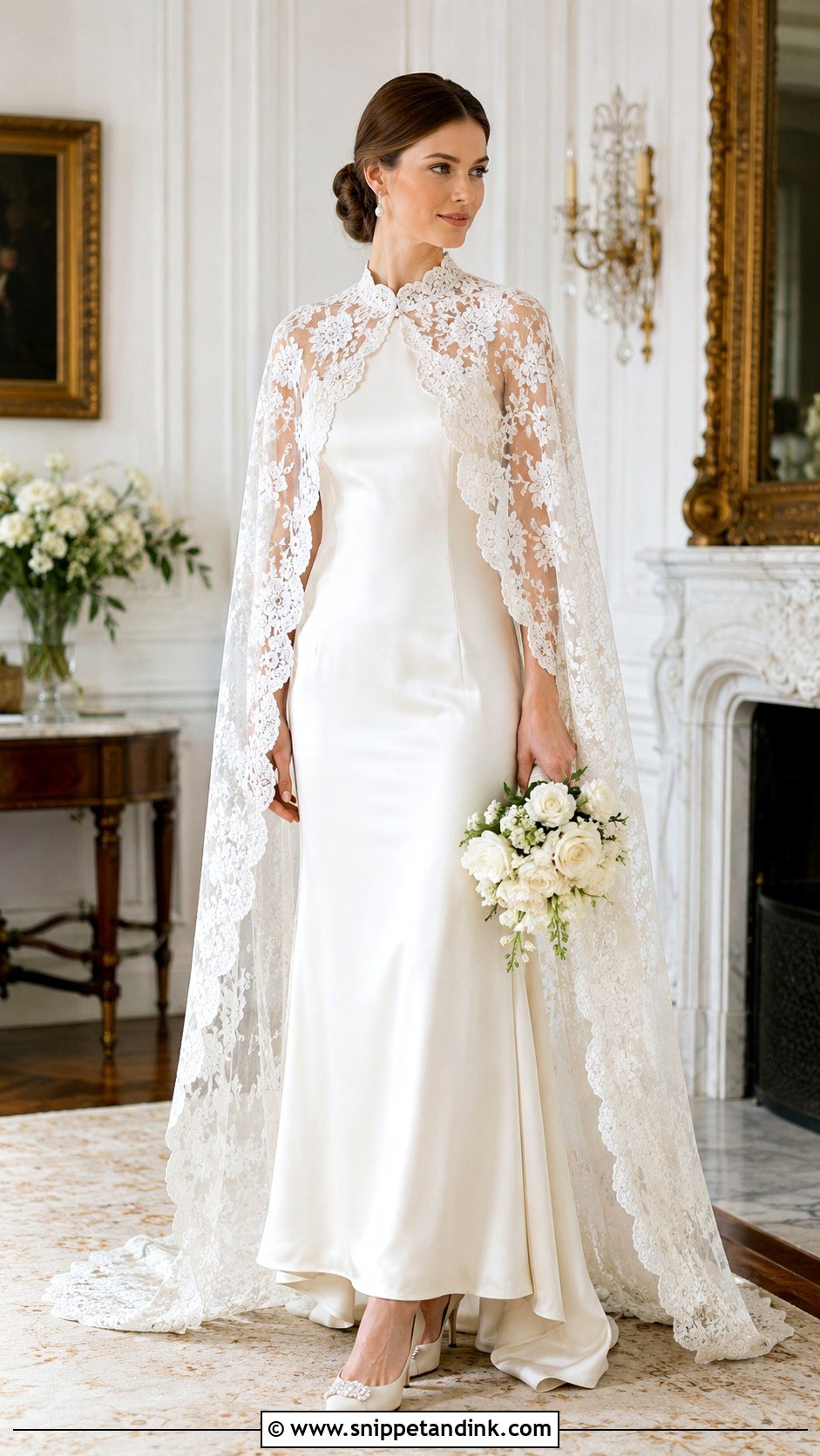 Lace Cape Wedding Dress - Snippet and Ink - 30 Cape Wedding Dress Ideas