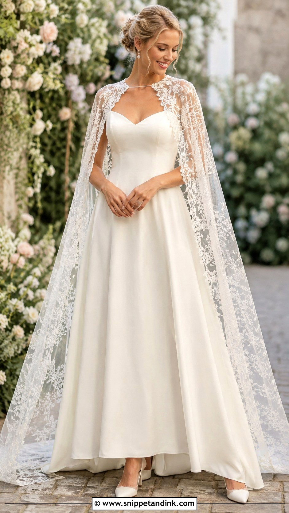 Lace Cape Wedding Dress - Snippet and Ink - 30 Wedding Dress with Cape Ideas