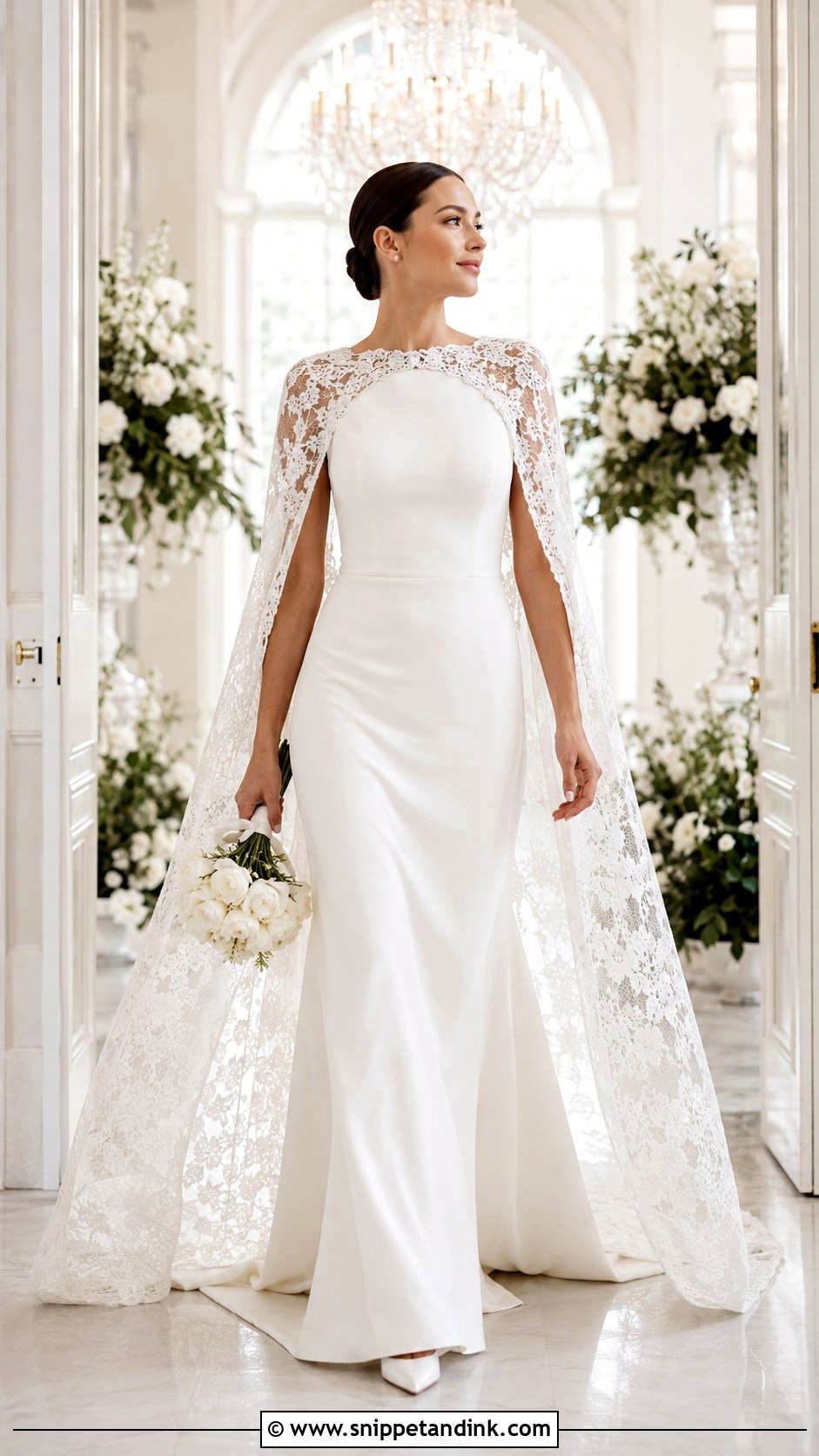 Lace Cape Wedding Dress - Snippet and Ink - 25 Bridal Lace Ideas