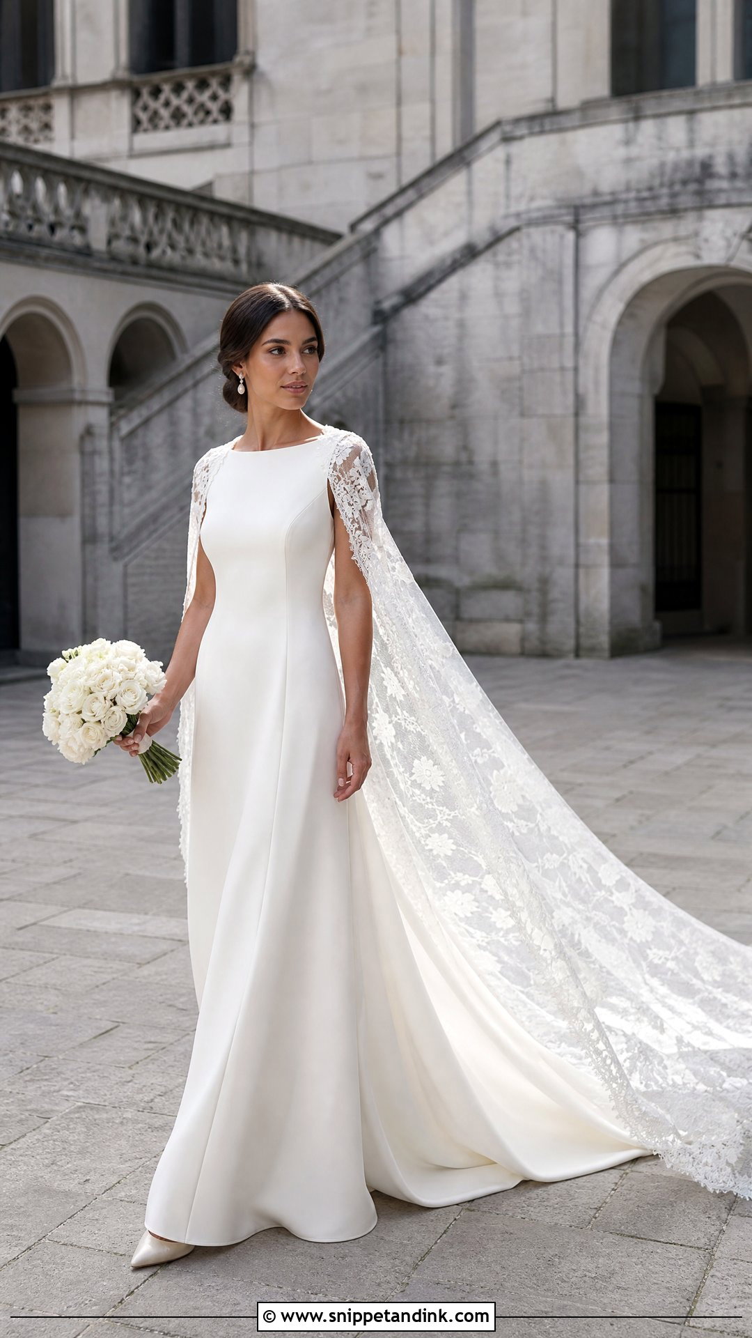 Lace Cape Wedding Dress For Scotland - Snippet and Ink - 20 Scotland Wedding Dress Ideas