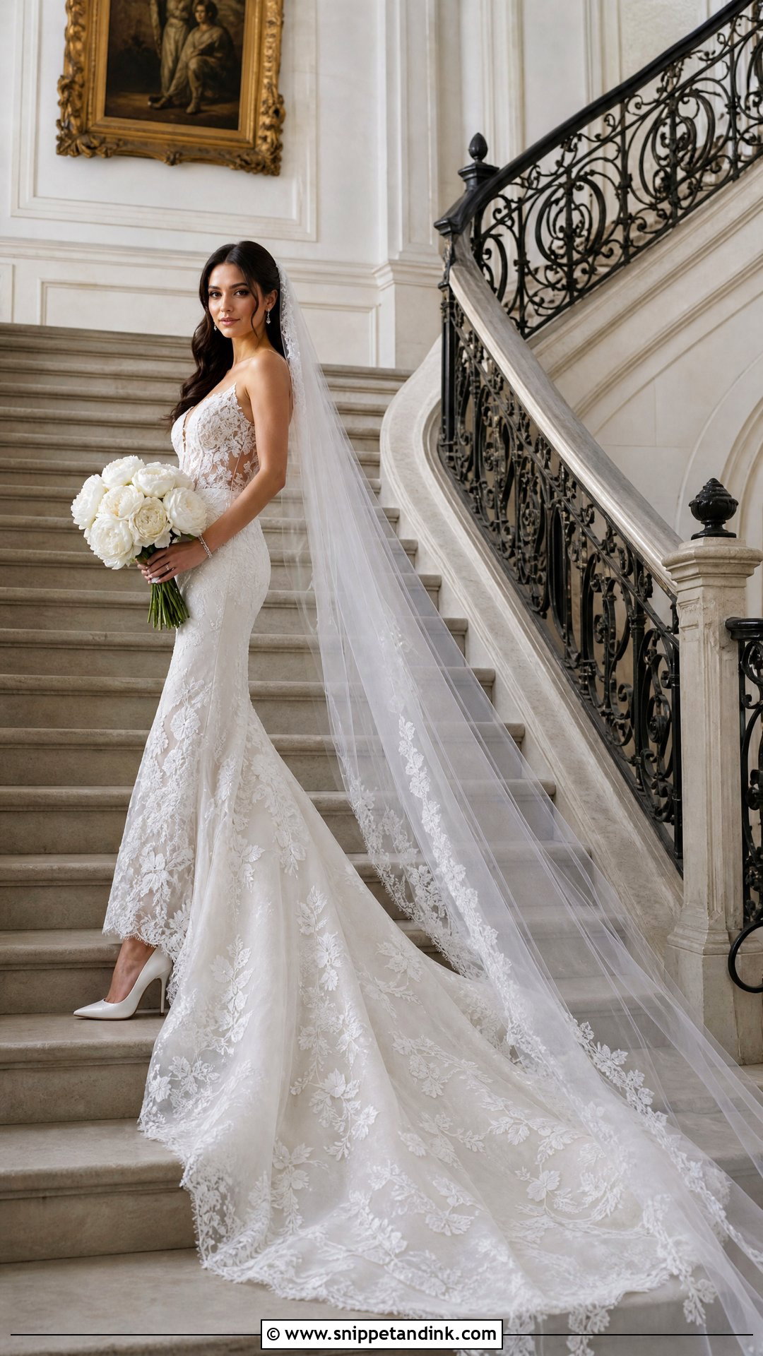 Lace Cathedral Train Wedding Dress - Snippet and Ink - 20 Boujee Wedding Dress Ideas