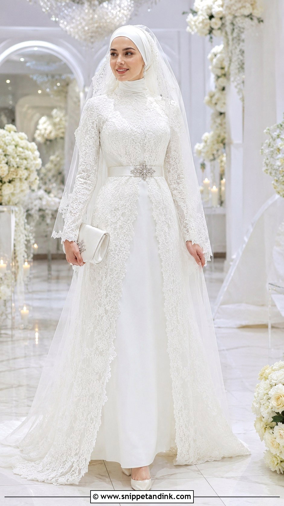Lace Chechen Wedding Dress With Long Sleeves - Snippet and Ink - 20 Chechen Wedding Dresses