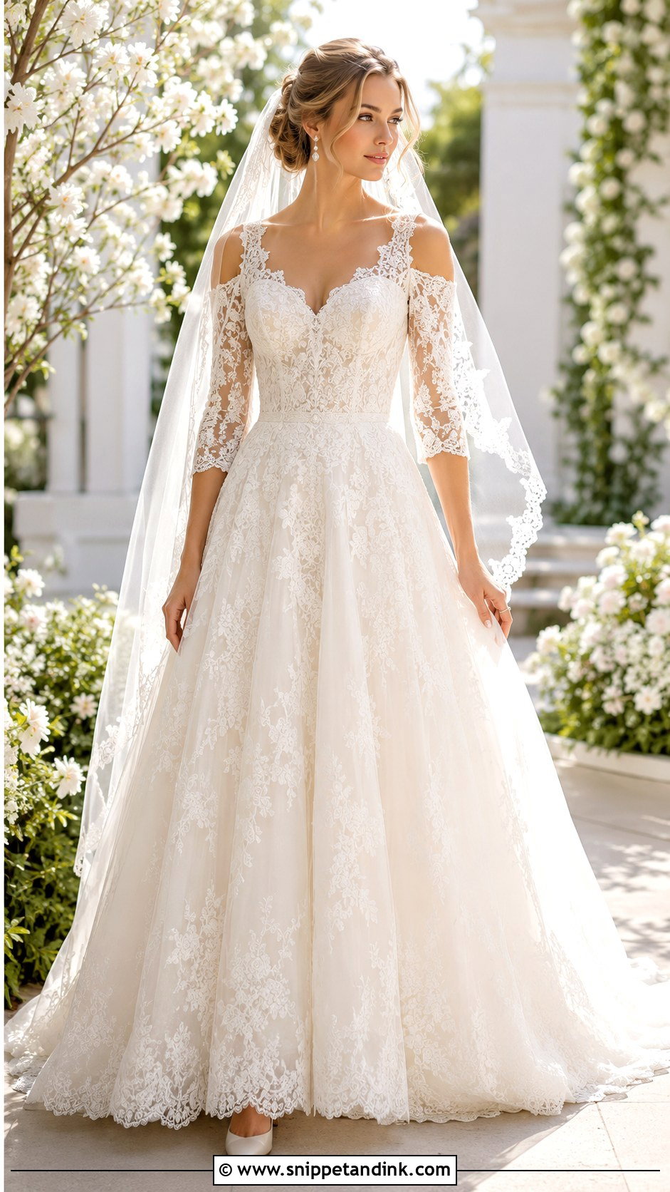 Lace Cold Shoulder Wedding Dress - Snippet and Ink - 20 Cold Shoulder Wedding Dress Ideas