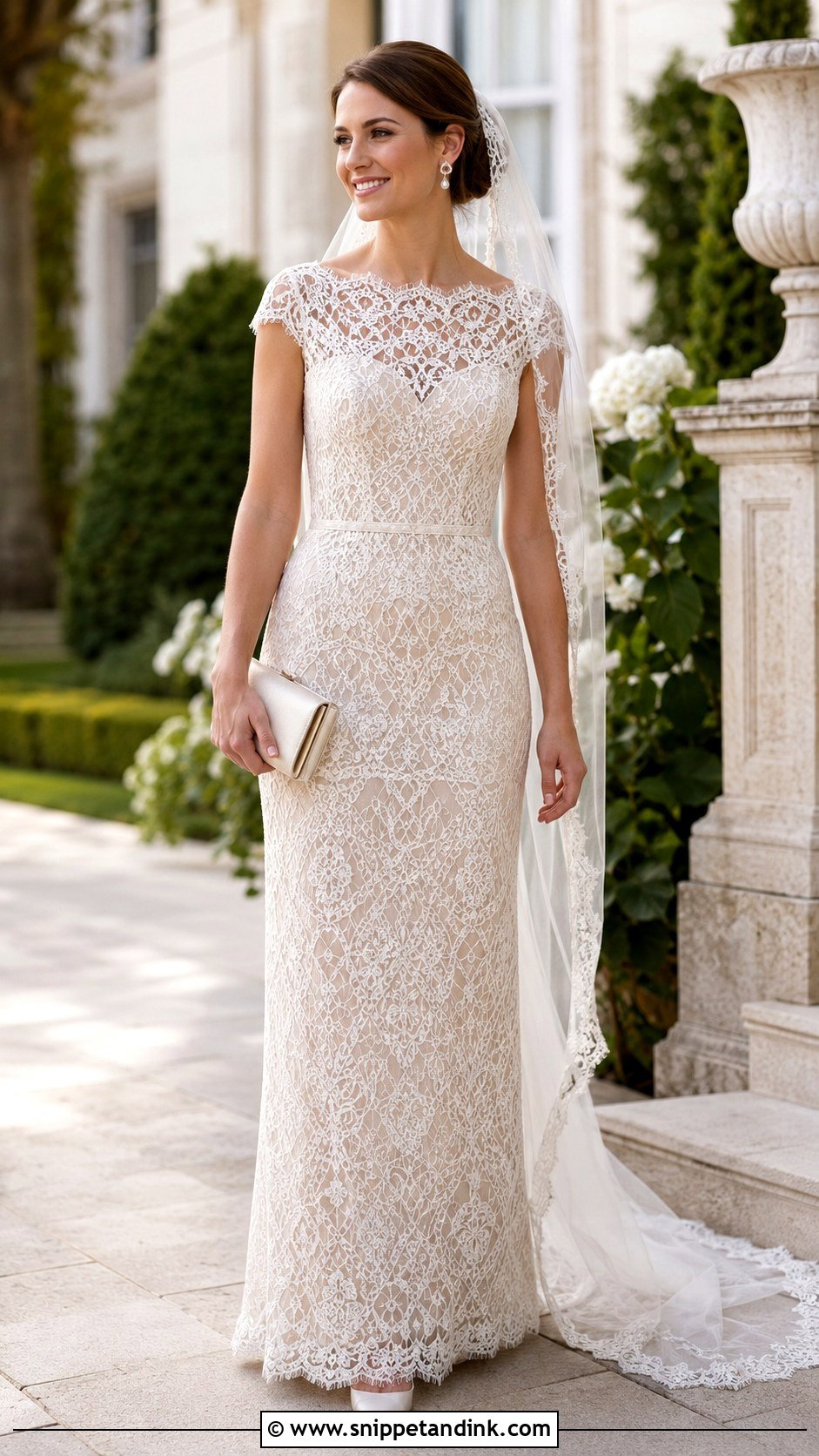 Lace Column Wedding Dress - Snippet and Ink - 20 20s Style Wedding Dress Ideas