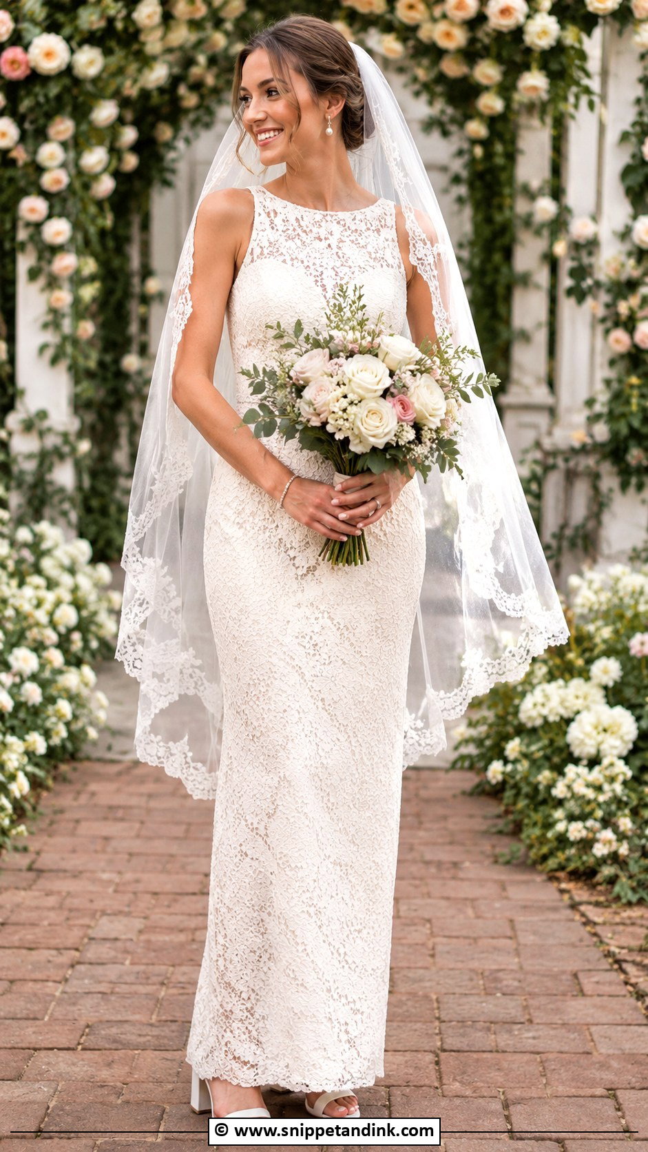 Lace Column Wedding Dress - Snippet and Ink - 25 Column Wedding Dress Ideas