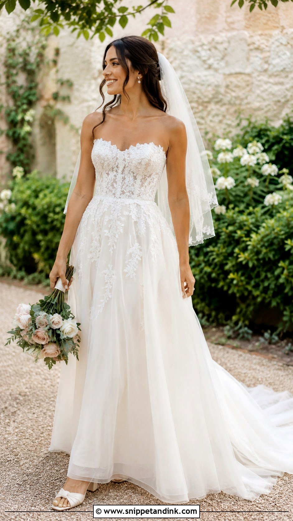 Lace Corset A Line Wedding Dress - Snippet and Ink - 20 Corset Style Wedding Dress Ideas