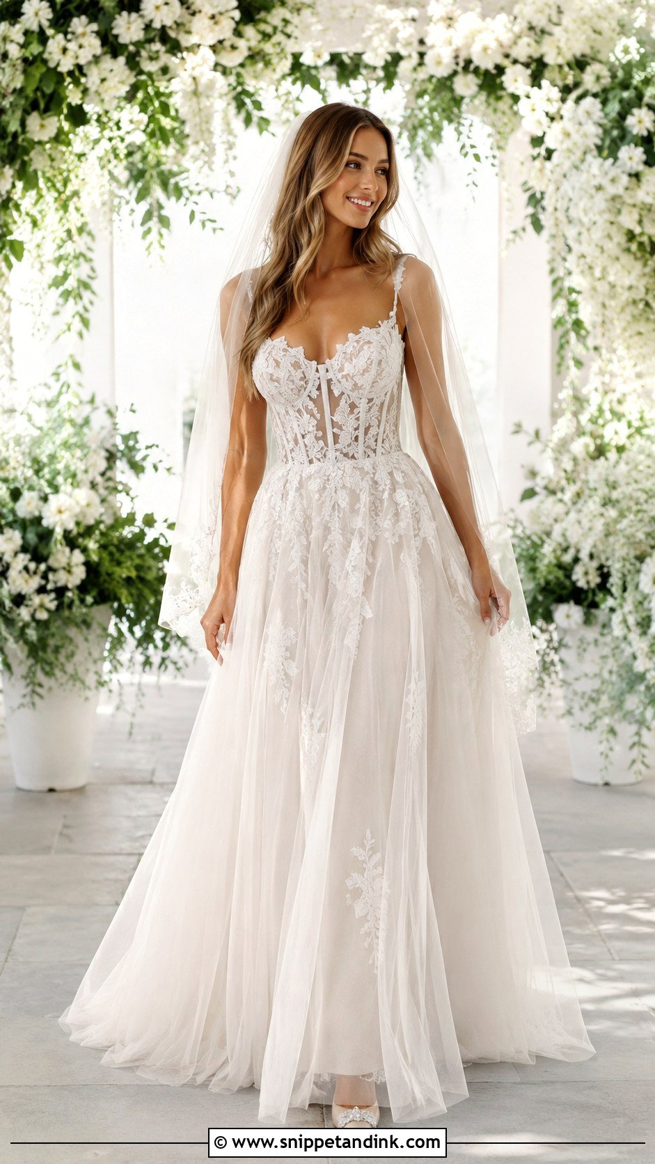 Lace Corset And Tulle A Line Skirt Wedding Dress - Snippet and Ink - 20 Corset and Skirt Wedding Dress Ideas
