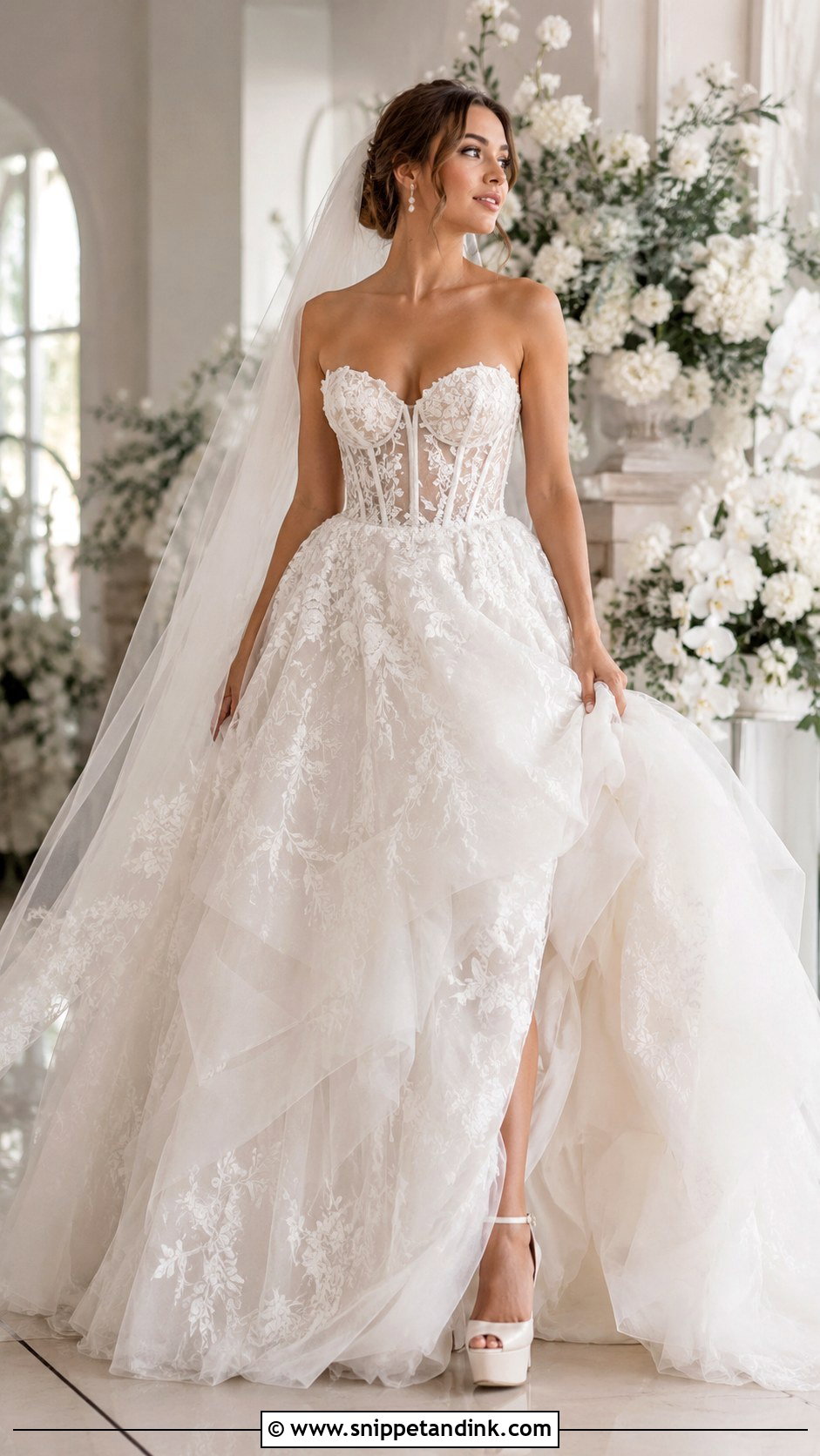 Lace Corset Ball Gown Wedding Dress - Snippet and Ink - 25 Lace Corset Wedding Dress Ideas