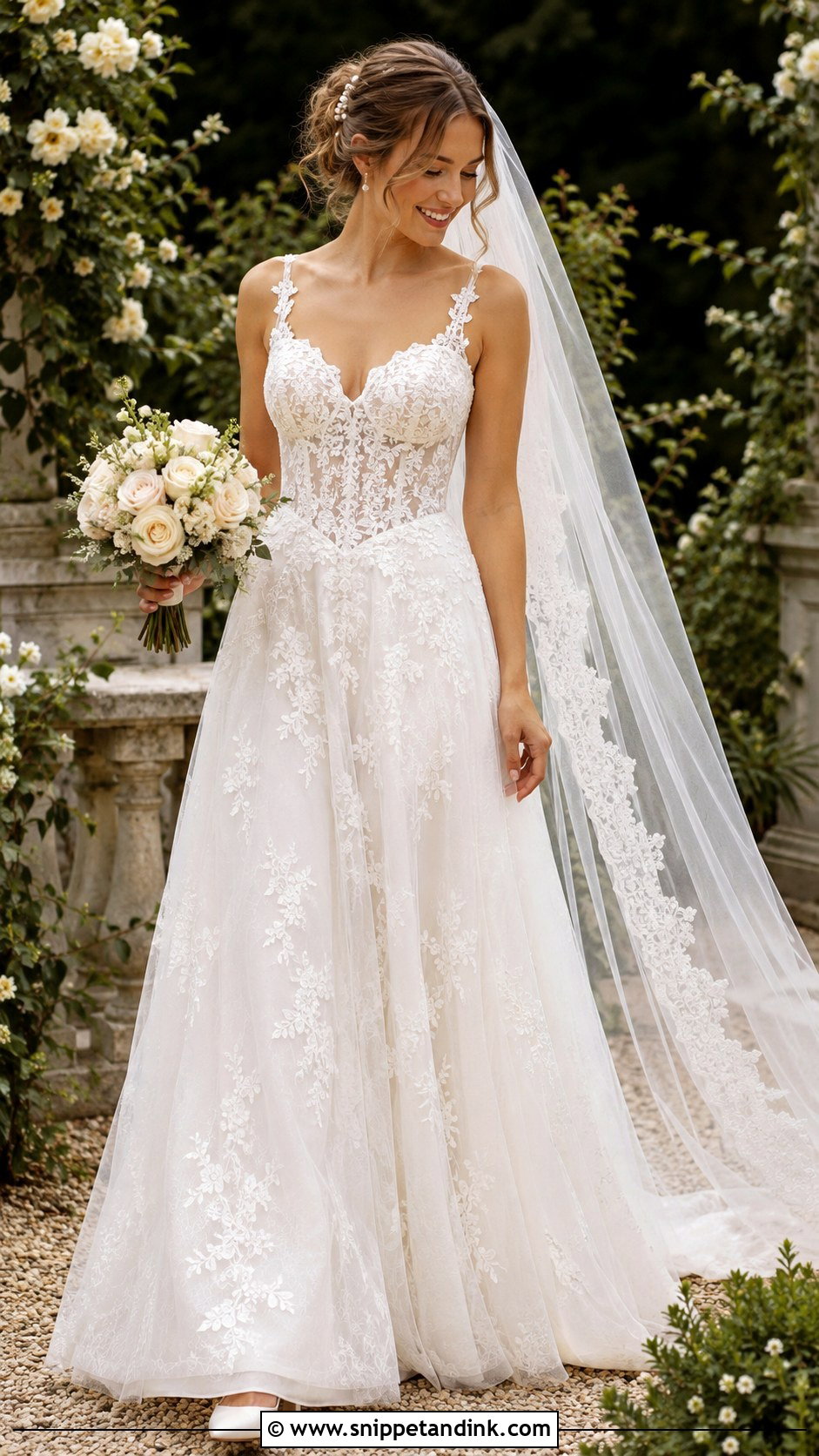 Lace Corset Basque Waist Wedding Dress - Snippet and Ink - 20 Corset Basque Waist Wedding Dress Ideas