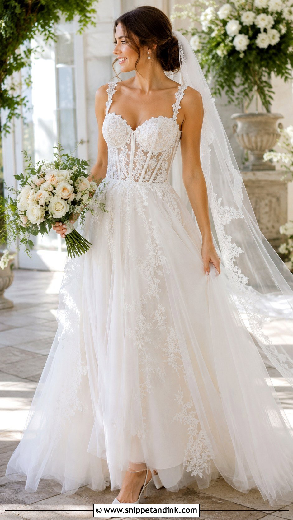 Lace Corset Basque Waist Wedding Dress - Snippet and Ink - 20 Basque Waist Wedding Ideas