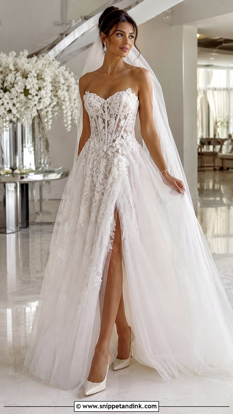 Lace Corset Dentelle Wedding Dress - Snippet and Ink - 20 Dentelle Wedding Dress Ideas
