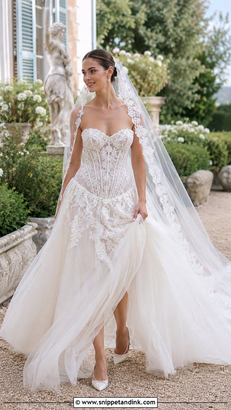 Lace Corset Drop Waist Wedding Dress - Snippet and Ink - 20 Drop Waste Wedding Dress Ideas
