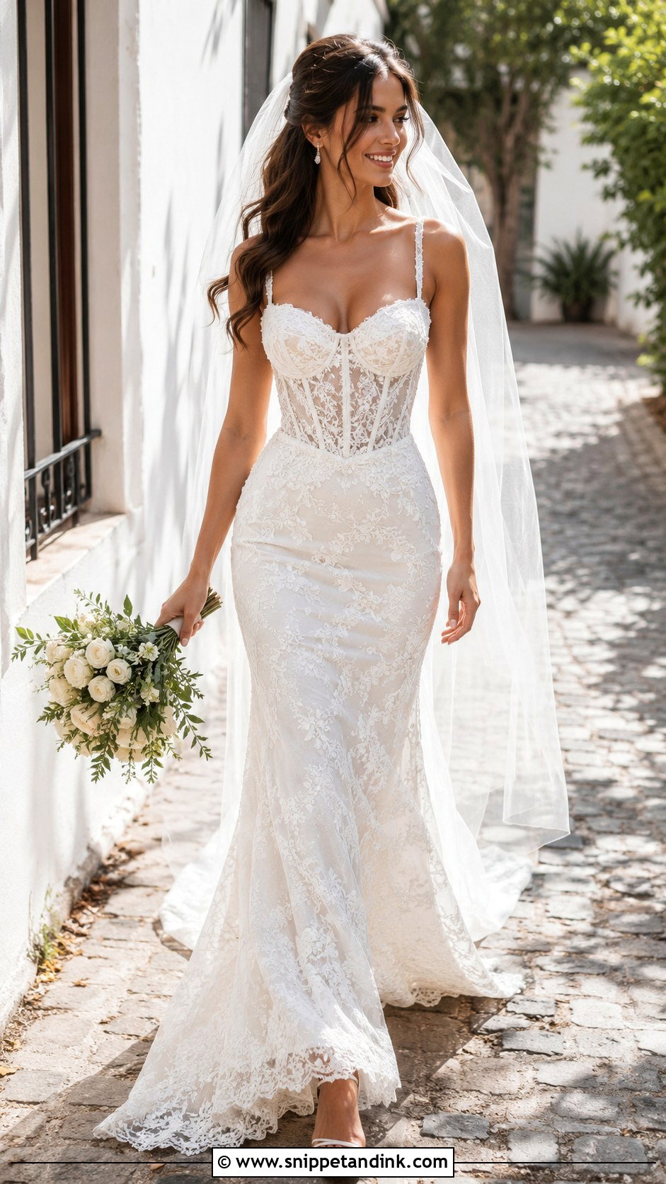 Lace Corset Fit And Flare Wedding Dress - Snippet and Ink - 25 Lace Corset Wedding Dress Ideas