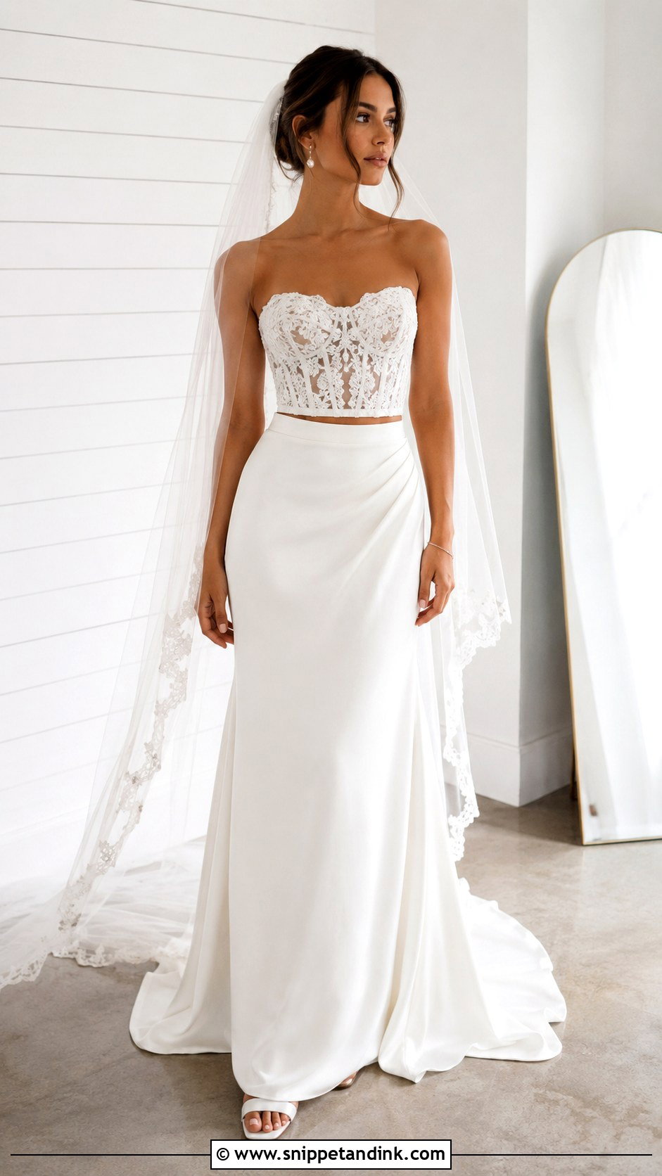 Lace Corset Two Piece Wedding Dress - Snippet and Ink - 25 Lace Corset Wedding Dress Ideas