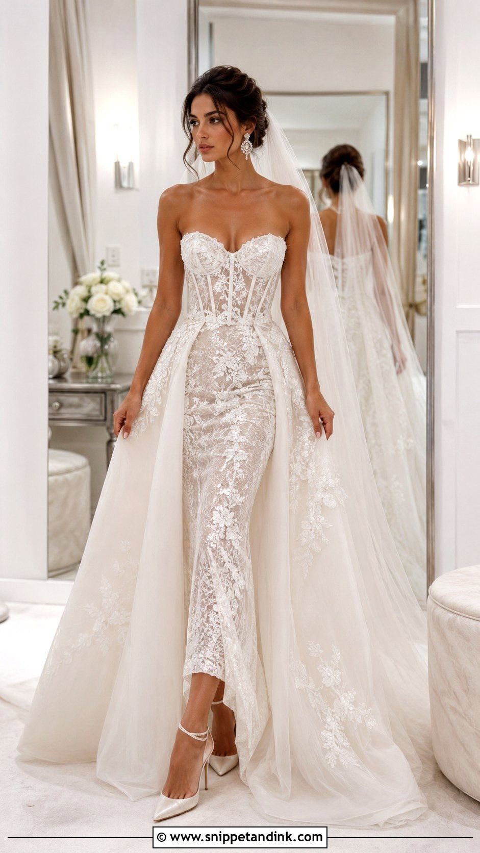 Lace Corset Wedding Dress With Detachable Skirt - Snippet and Ink - 25 Lace Corset Wedding Dress Ideas