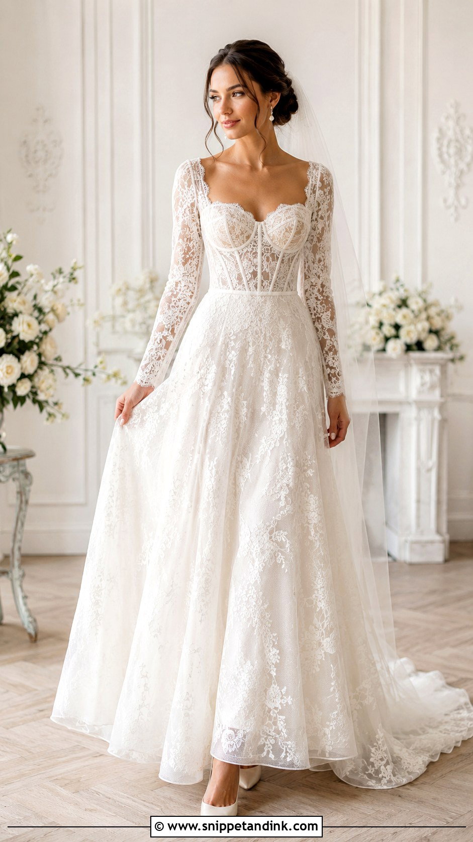 Lace Corset Wedding Dress With Long Sleeves - Snippet and Ink - 25 Corset Wedding Dress with Sleeves