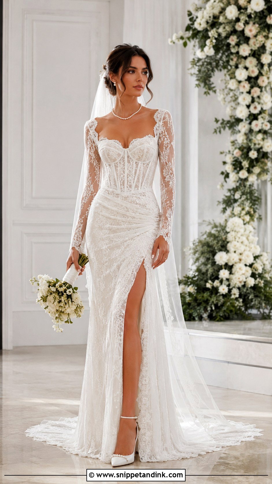 Lace Corset Wedding Dress With Sleeves - Snippet and Ink - 25 Lace Corset Wedding Dress Ideas