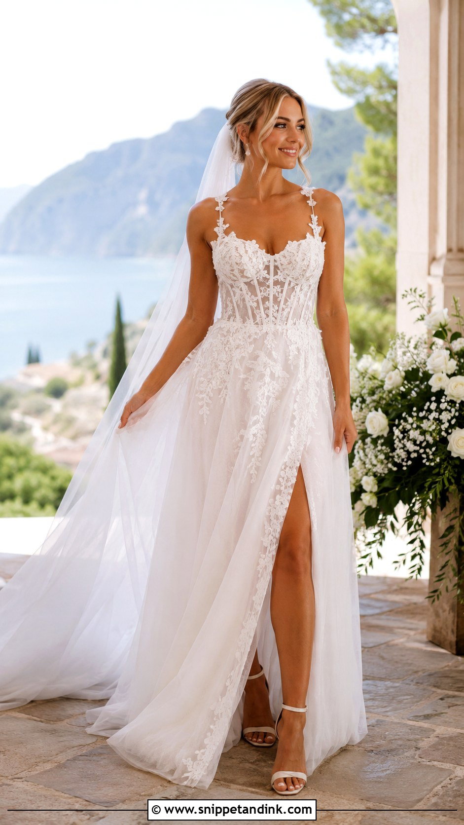 Lace Corset Wedding Dress With Slit - Snippet and Ink - 25 Lace Corset Wedding Dress Ideas