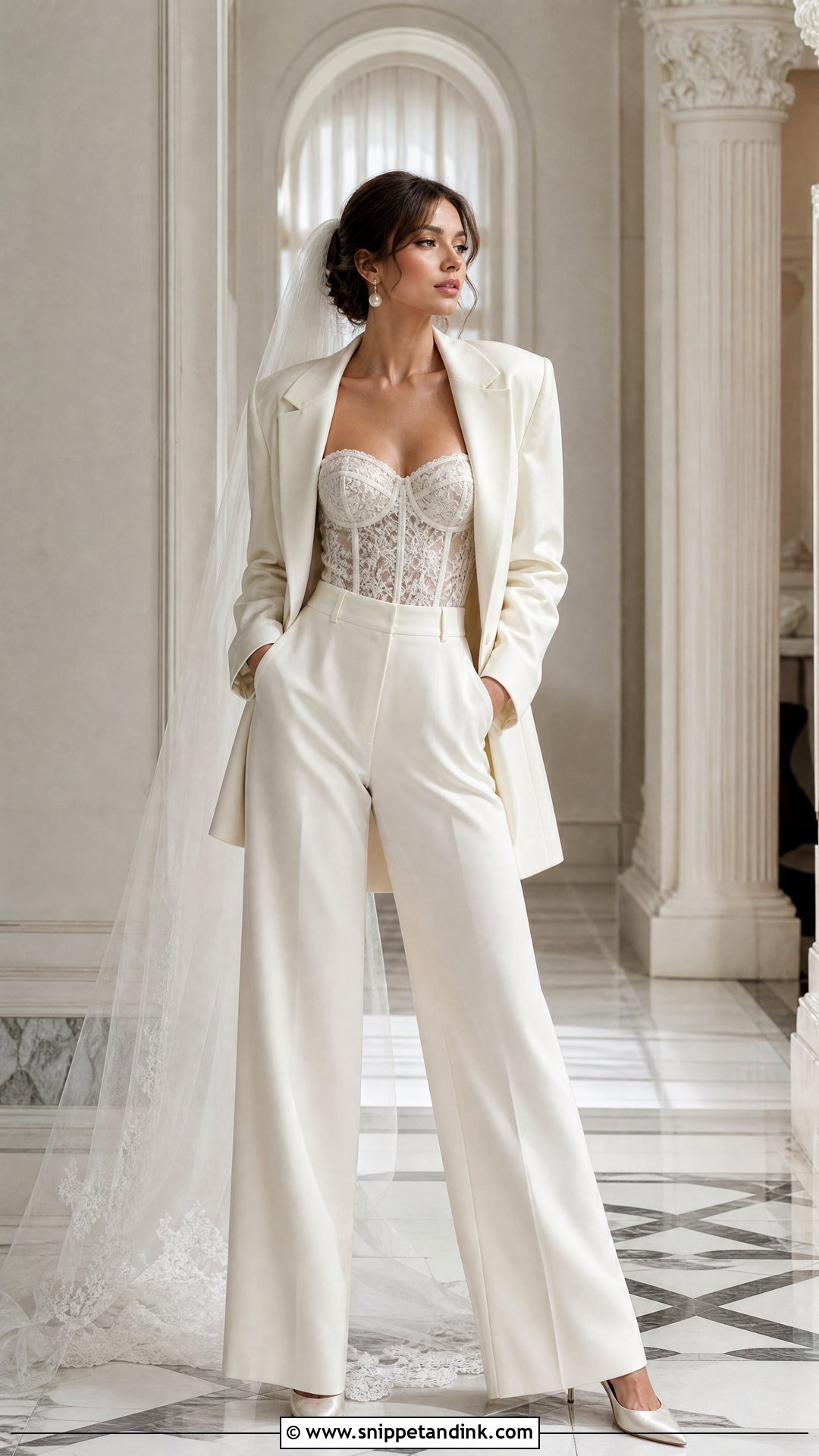 Lace Corset Wedding Suit - Snippet and Ink - 20 Womens Wedding Suit Ideas