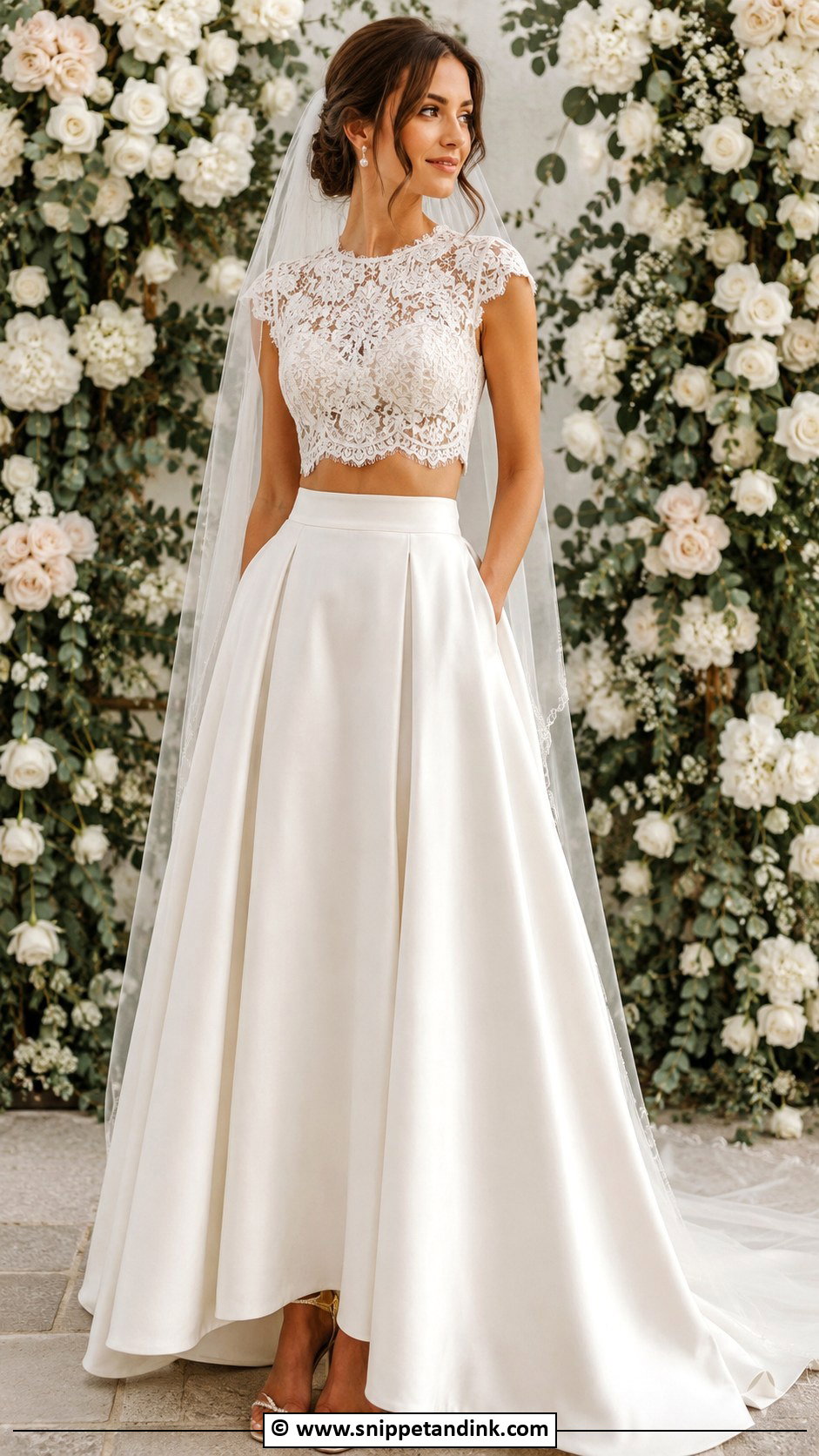 Lace Crop Top Wedding Dress - Snippet and Ink - 30 2 Piece Wedding Dress Ideas