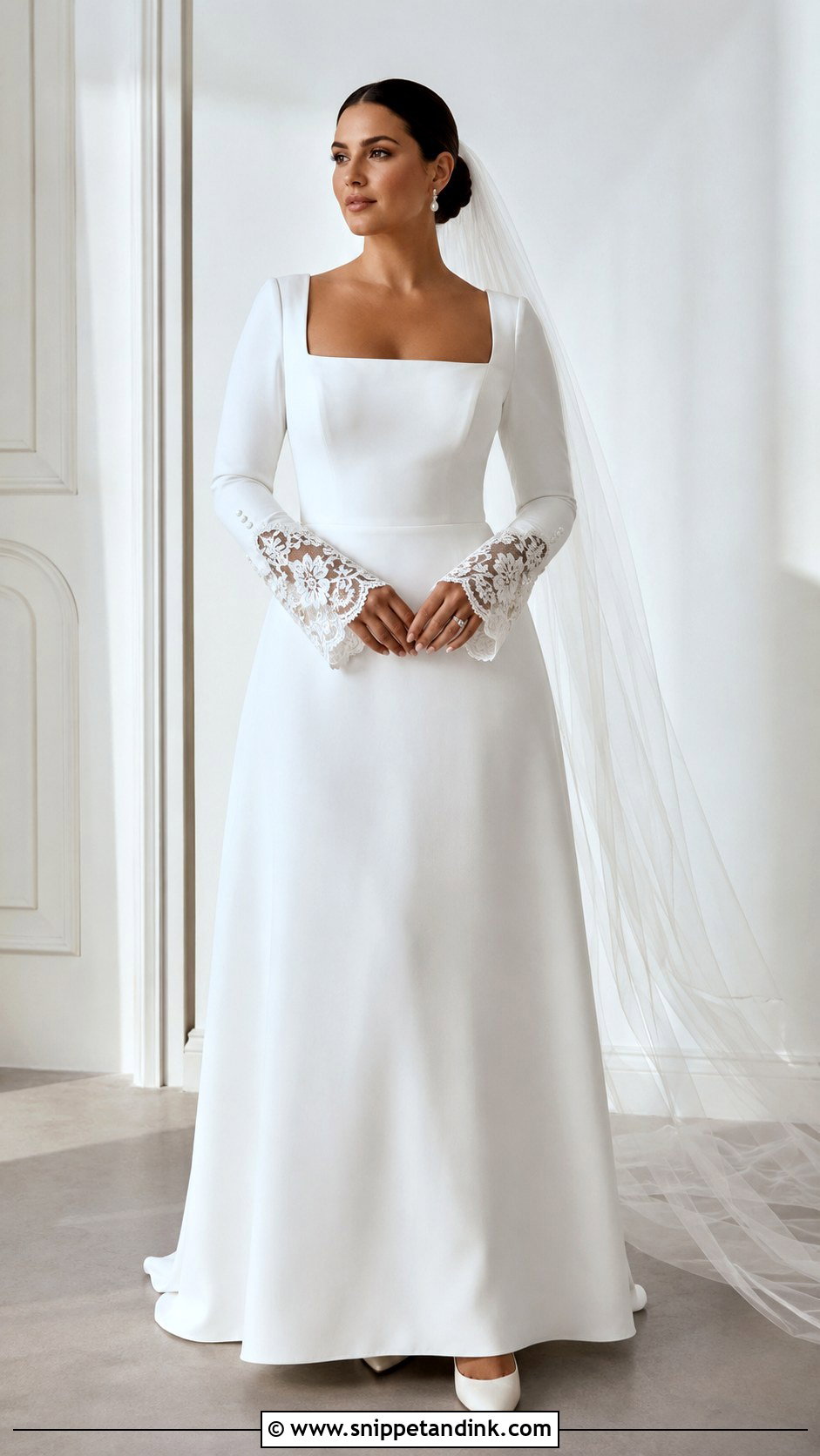 Lace Cuff Sleeve Wedding Dress - Snippet and Ink - 20 Curvy Wedding Dress Sleeves